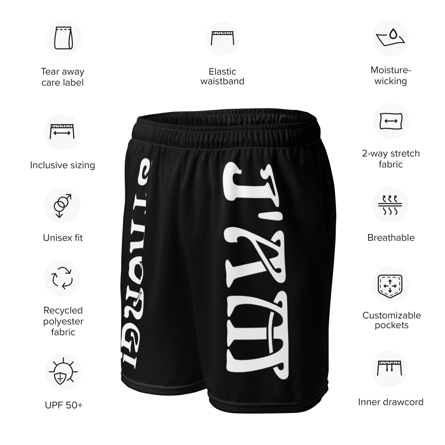 “I’AM STRONG!” Black Unisex Sport Shorts W/White Font
