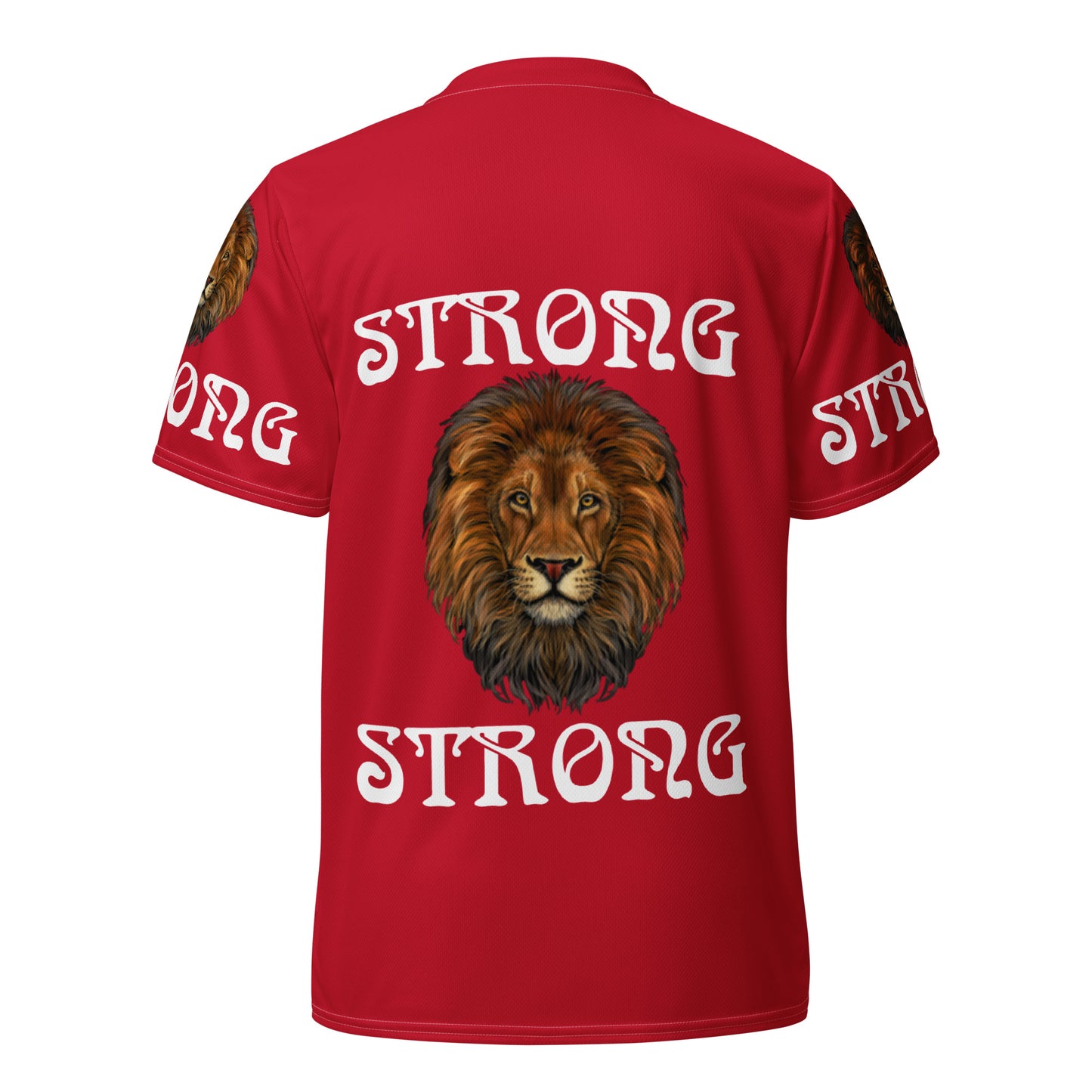 “STRONG”Red Unisex Sports Jersey W/White Font
