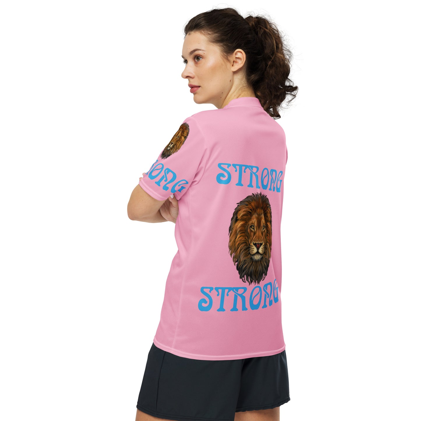 “STRONG”Cotton Candy Unisex Sports Jersey W/SkyBlue Font