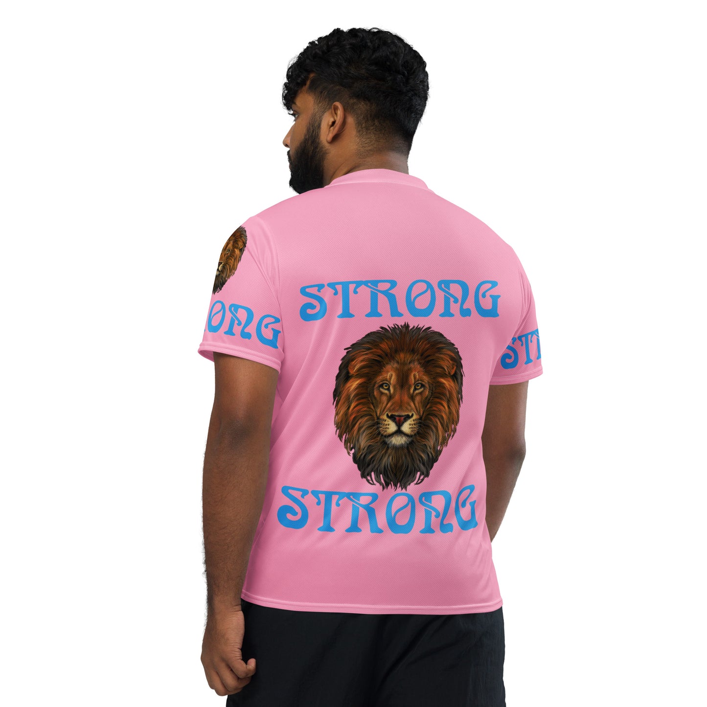 “STRONG”Cotton Candy Unisex Sports Jersey W/SkyBlue Font