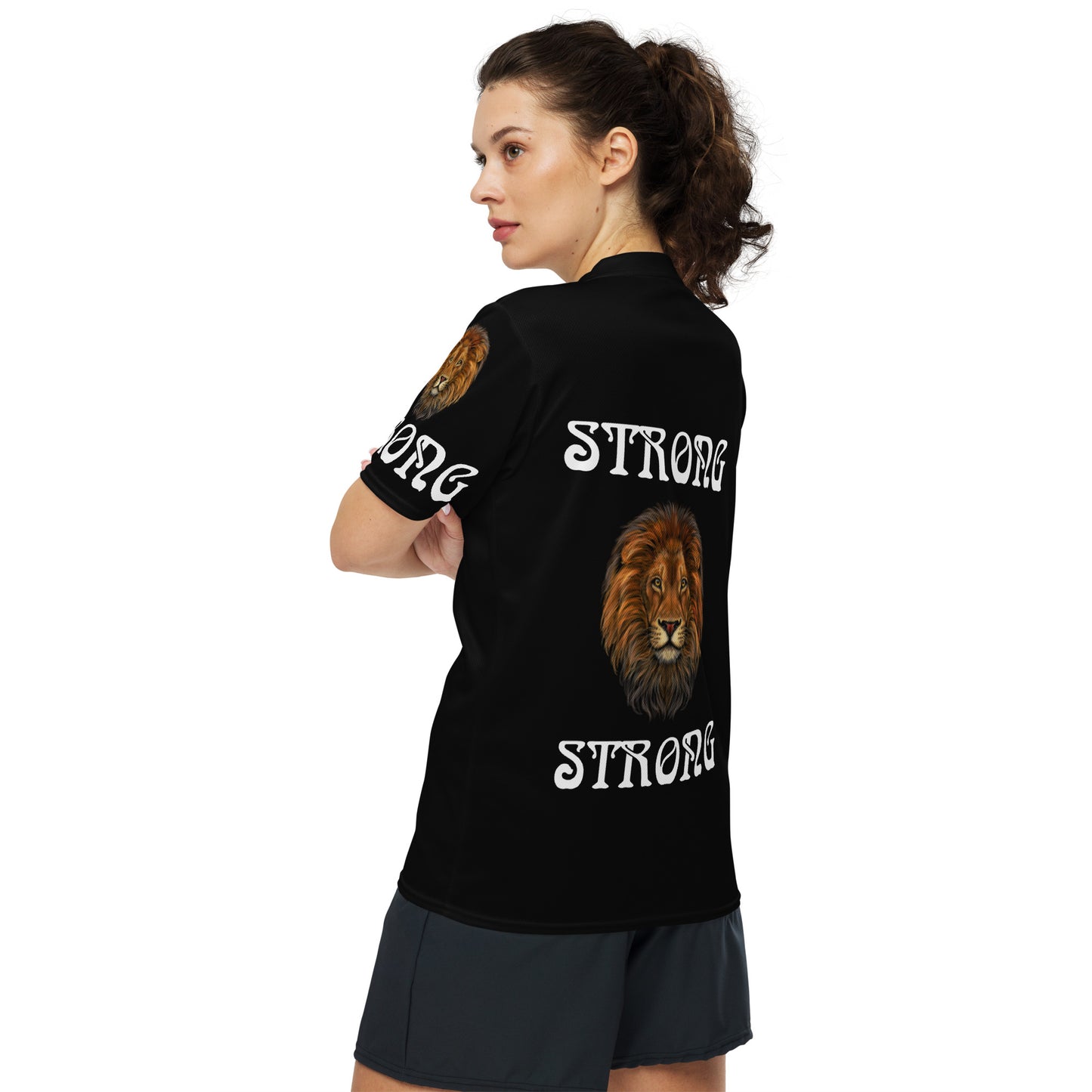 “STRONG”Black Unisex Sports Jersey W/White Font