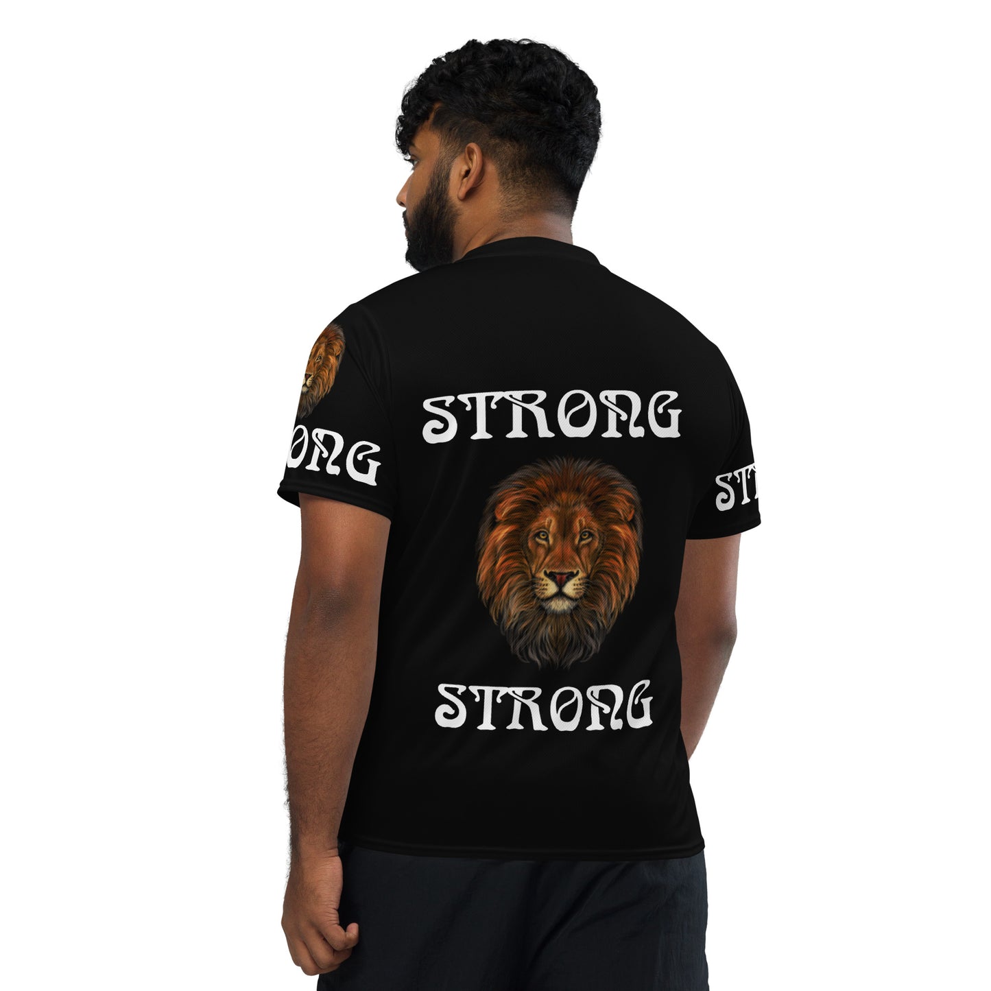 “STRONG”Black Unisex Sports Jersey W/White Font