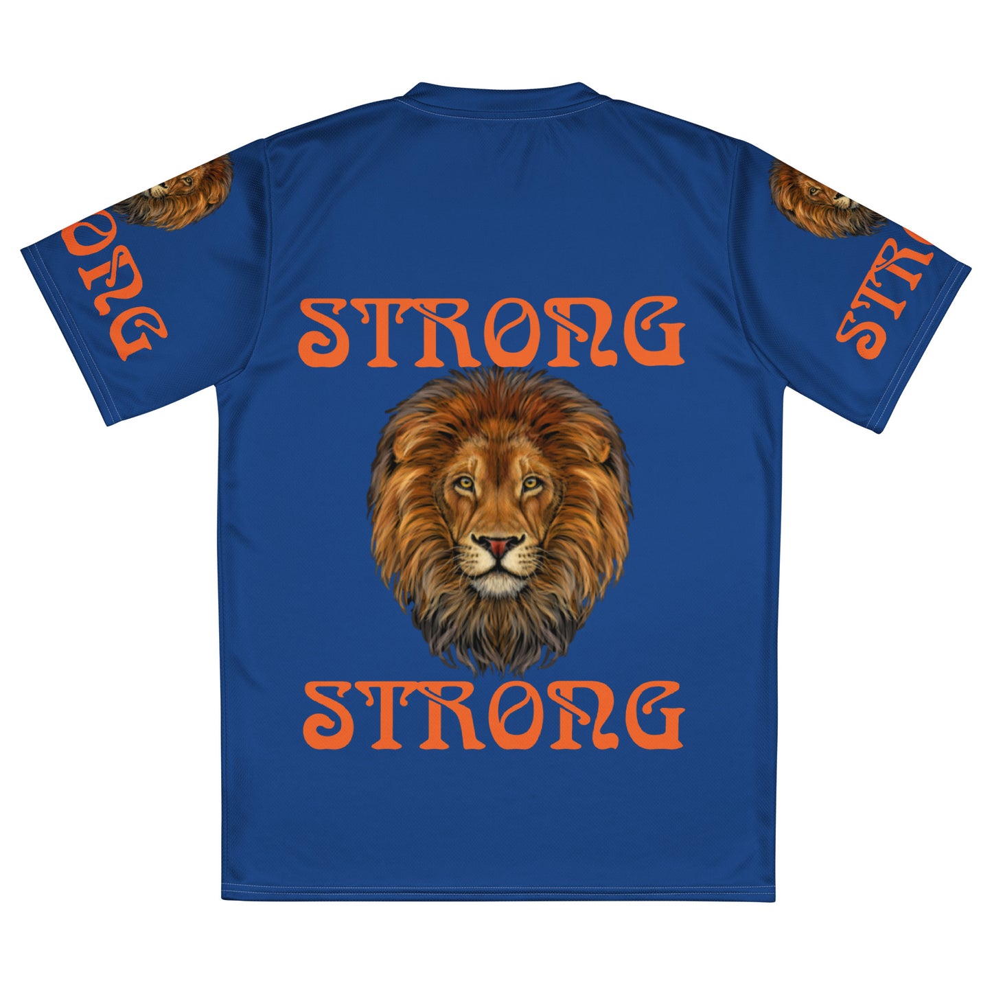 “STRONG”Blue Unisex Sports Jersey W/Orange Font