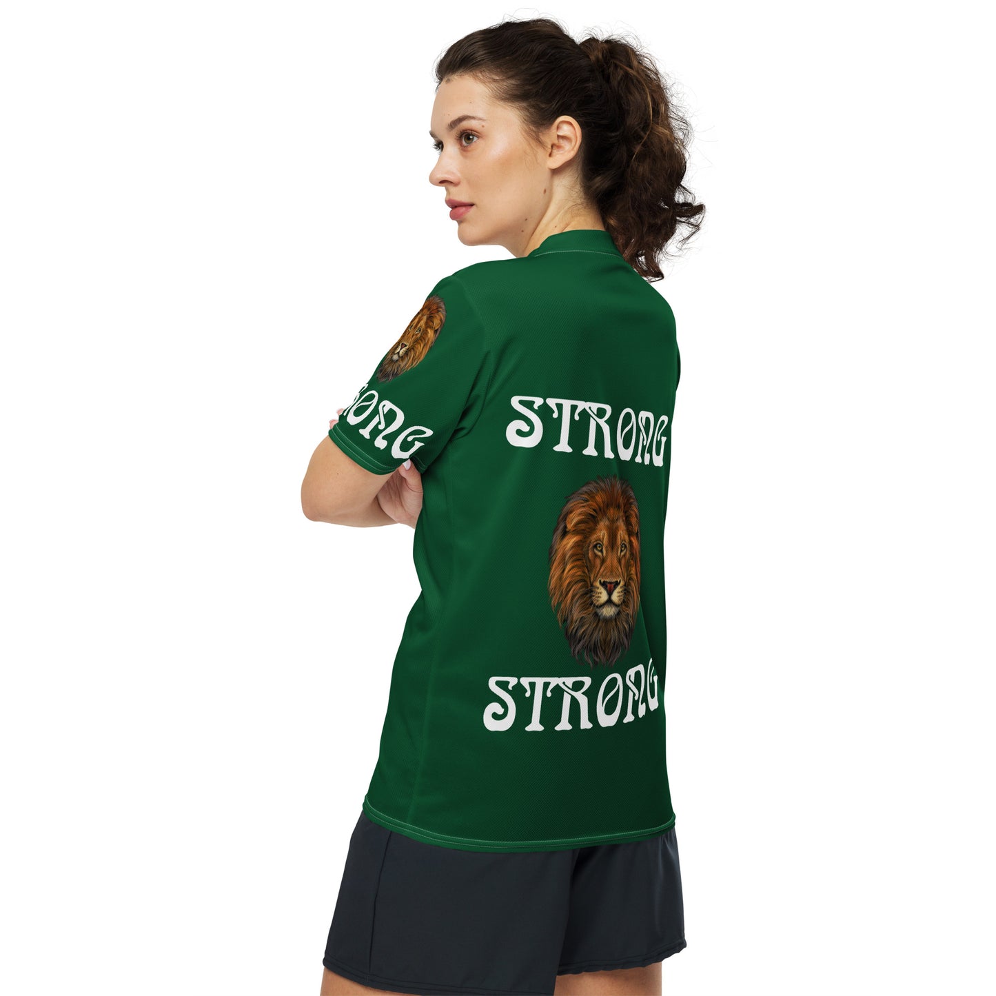 “STRONG”Green Unisex Sports Jersey W/White Font