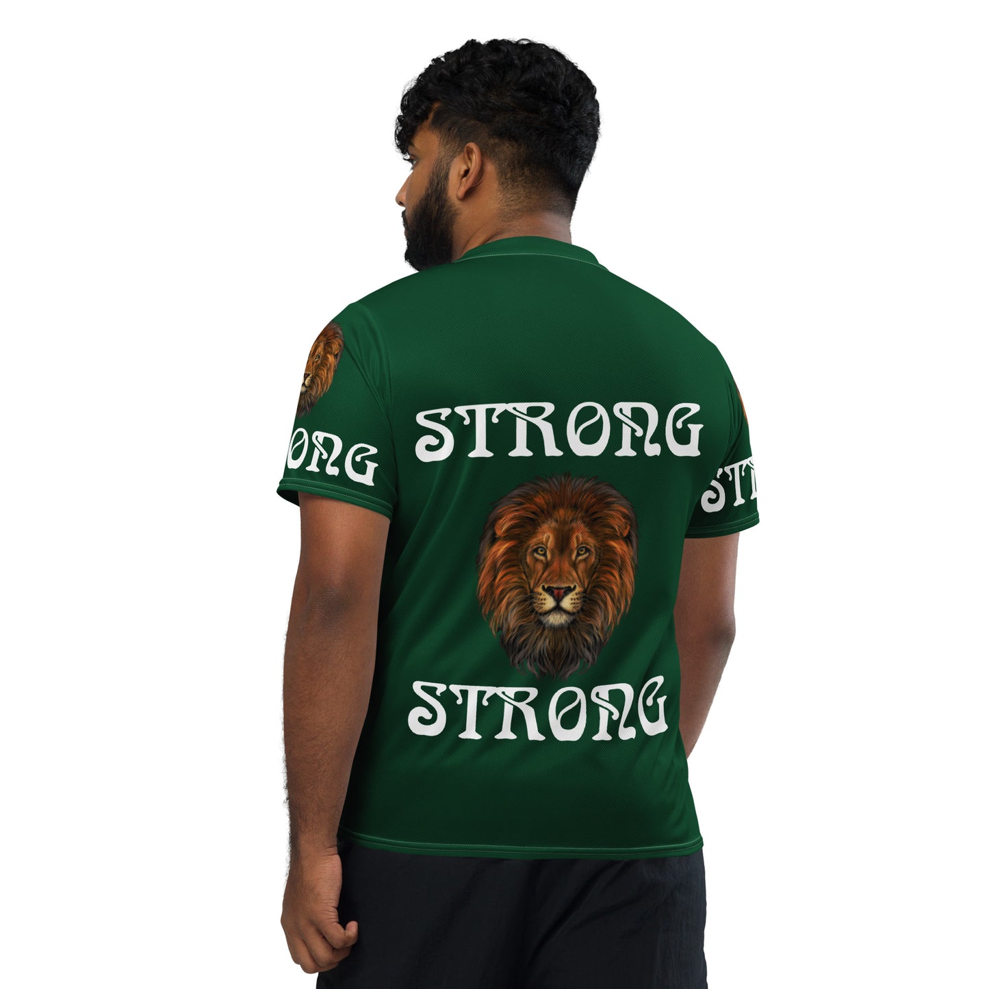 “STRONG”Green Unisex Sports Jersey W/White Font