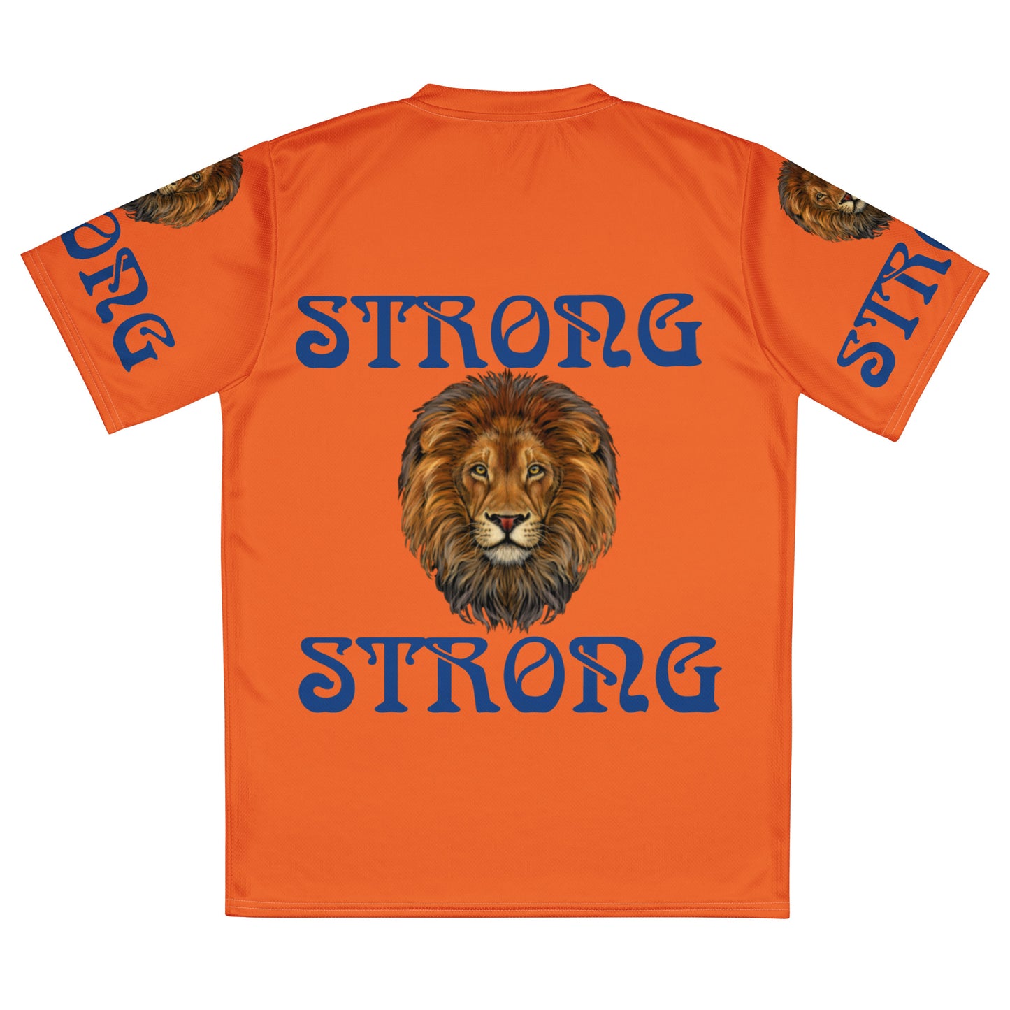 “STRONG”Orange Unisex Sports Jersey W/Blue Font