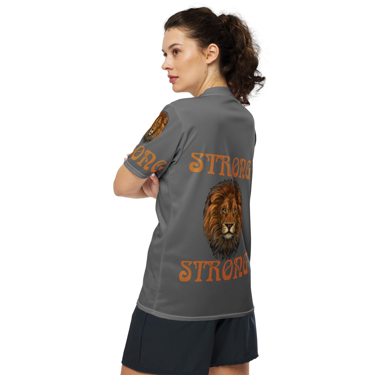 “STRONG”Grey Unisex Sports Jersey W/Bronze Font