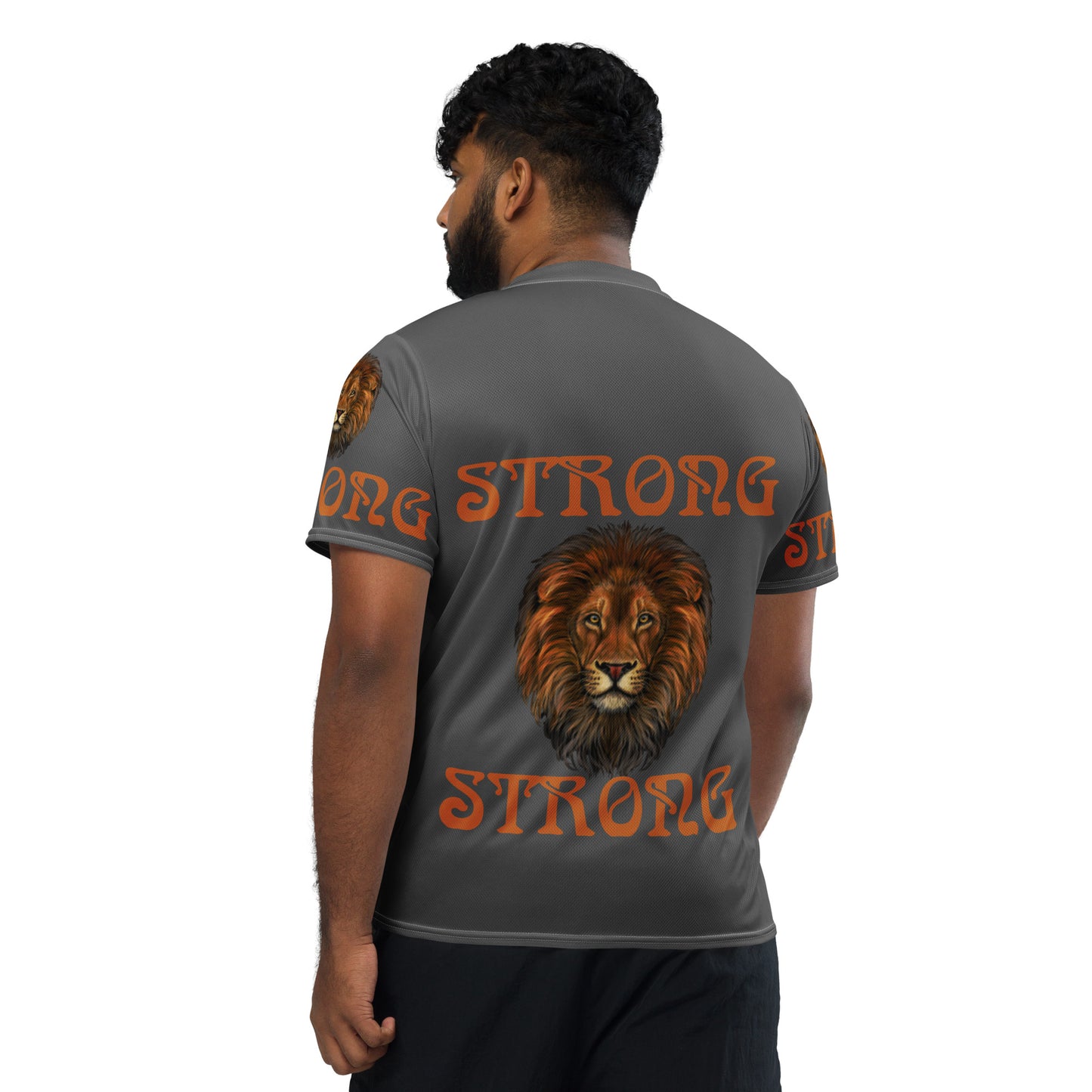 “STRONG”Grey Unisex Sports Jersey W/Bronze Font