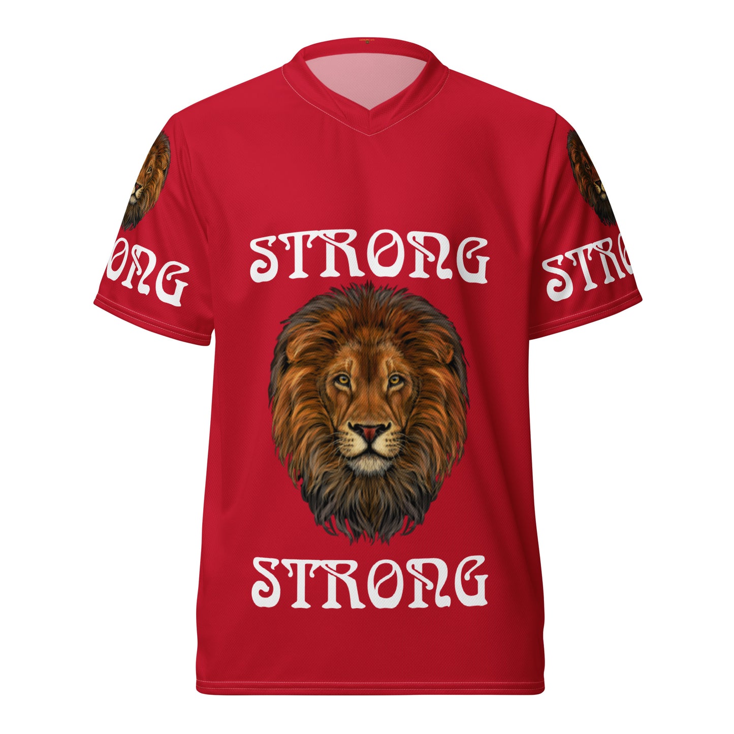 “STRONG”Red Unisex Sports Jersey W/White Font