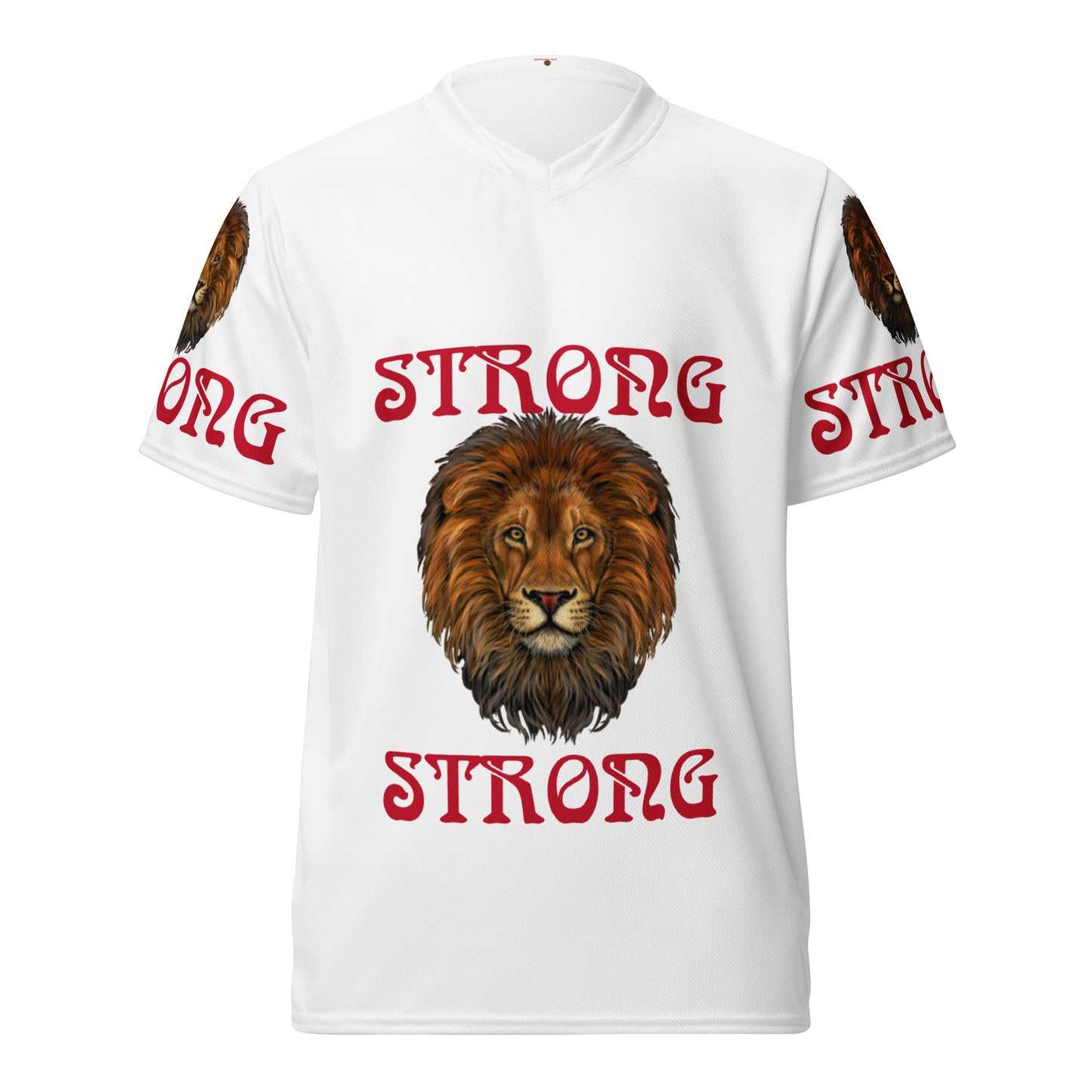 “STRONG”White Unisex Sports Jersey W/Red Font