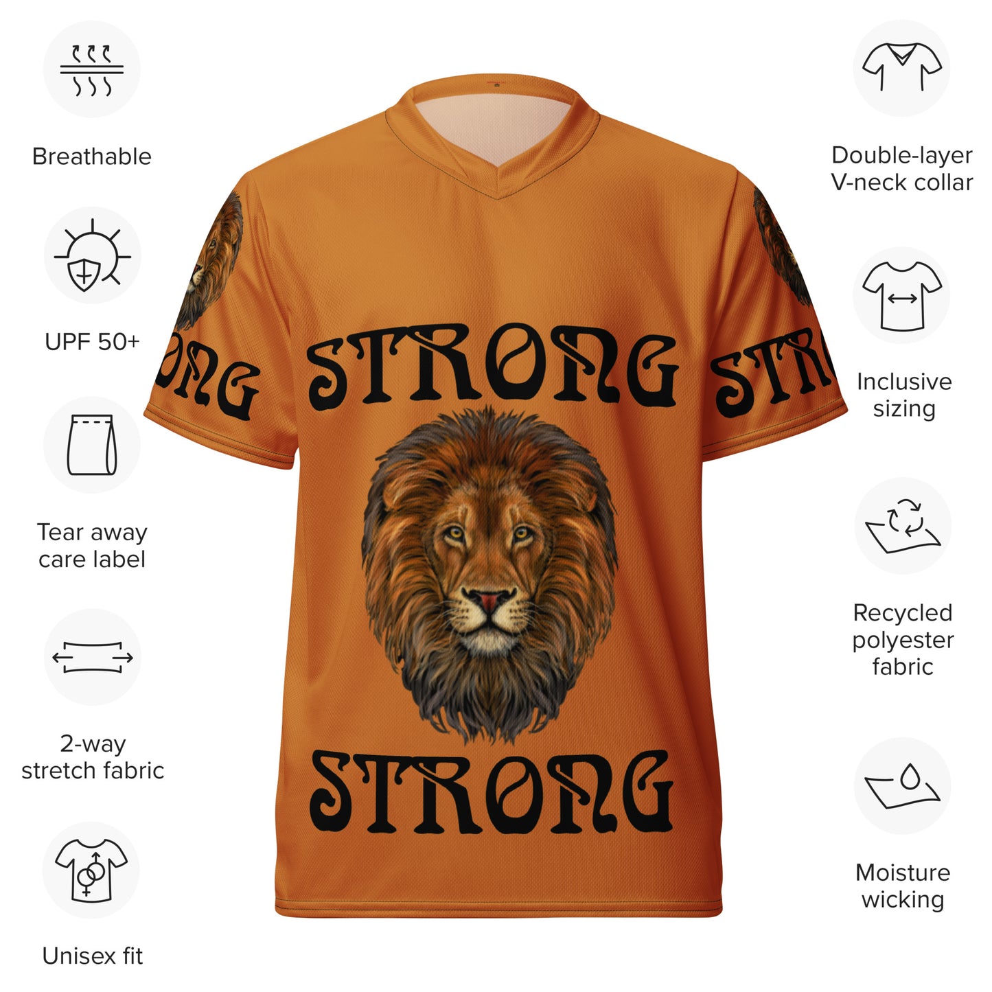 “STRONG”Bronze Unisex Sports Jersey W/Black Font