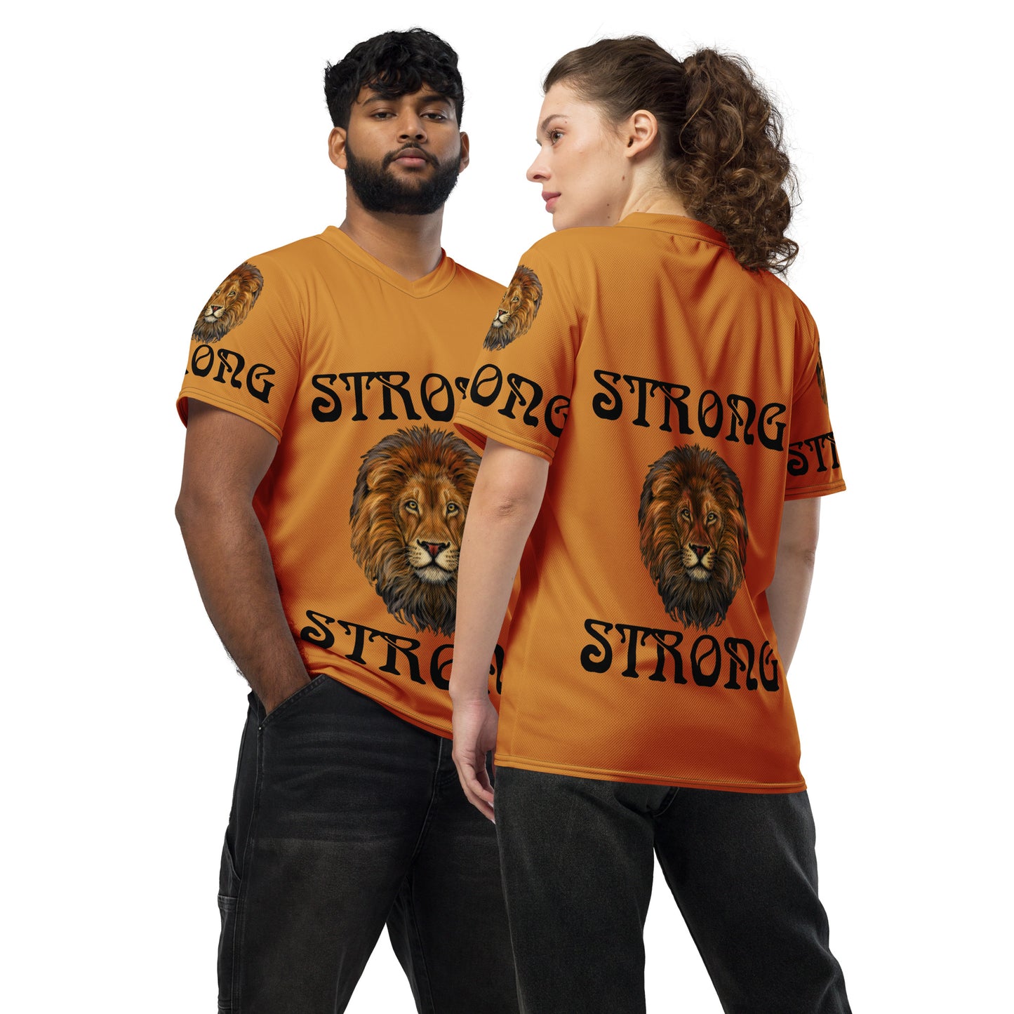 “STRONG”Bronze Unisex Sports Jersey W/Black Font