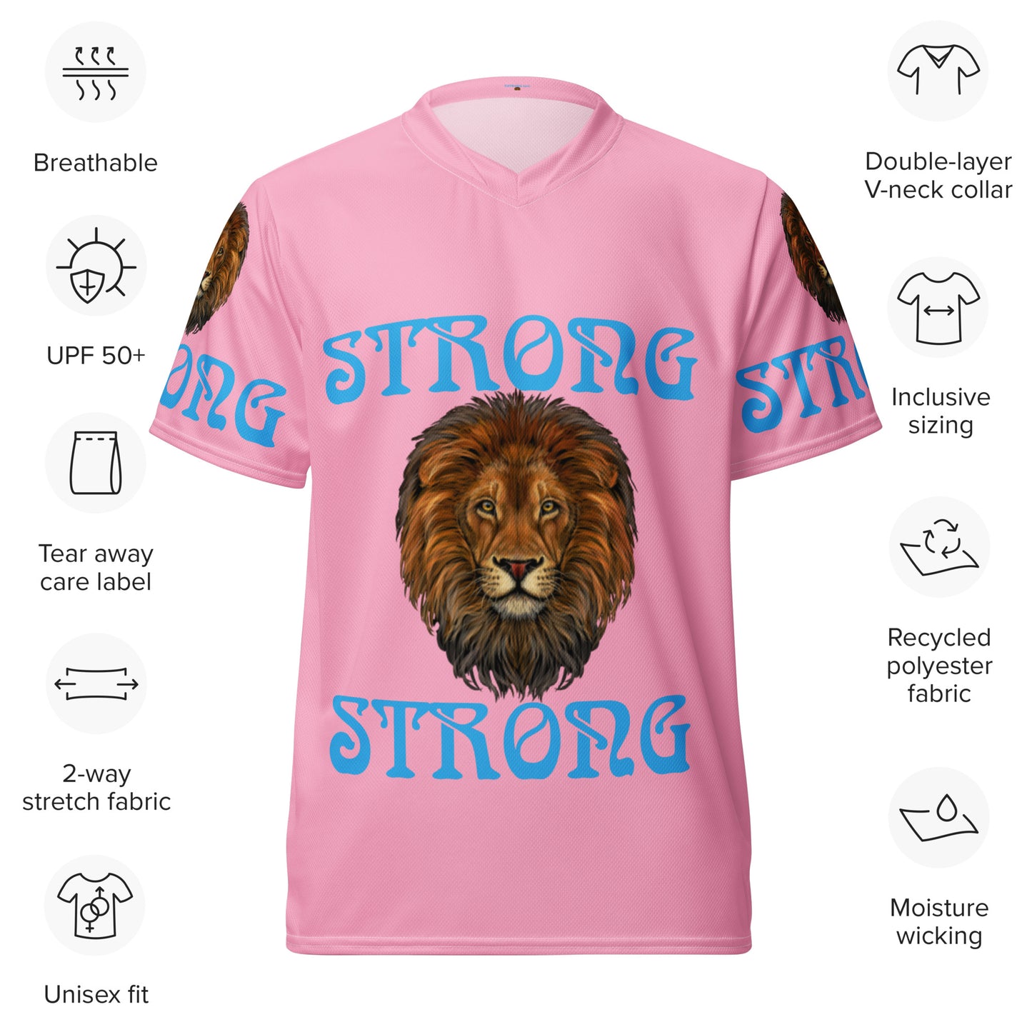 “STRONG”Cotton Candy Unisex Sports Jersey W/SkyBlue Font
