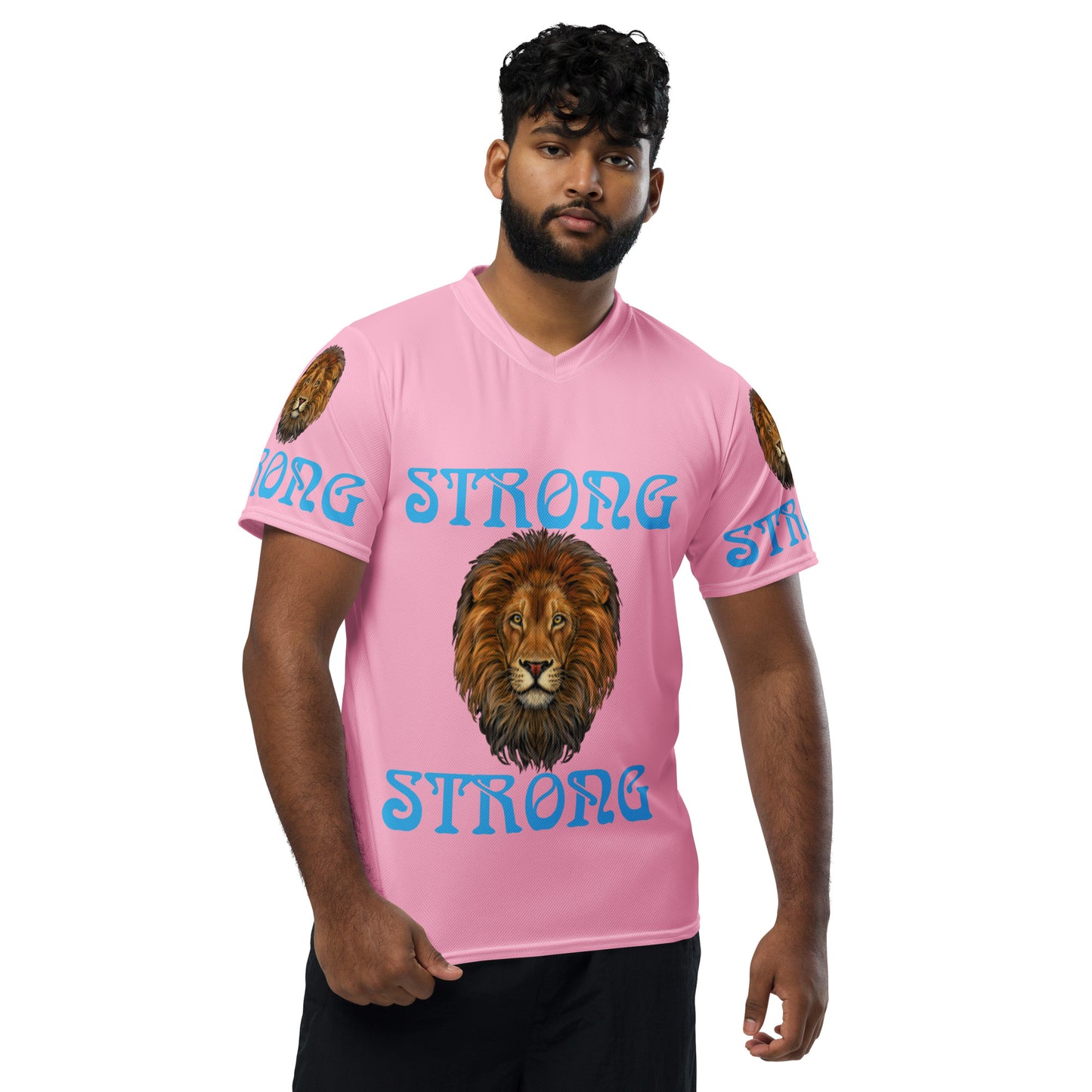“STRONG”Cotton Candy Unisex Sports Jersey W/SkyBlue Font