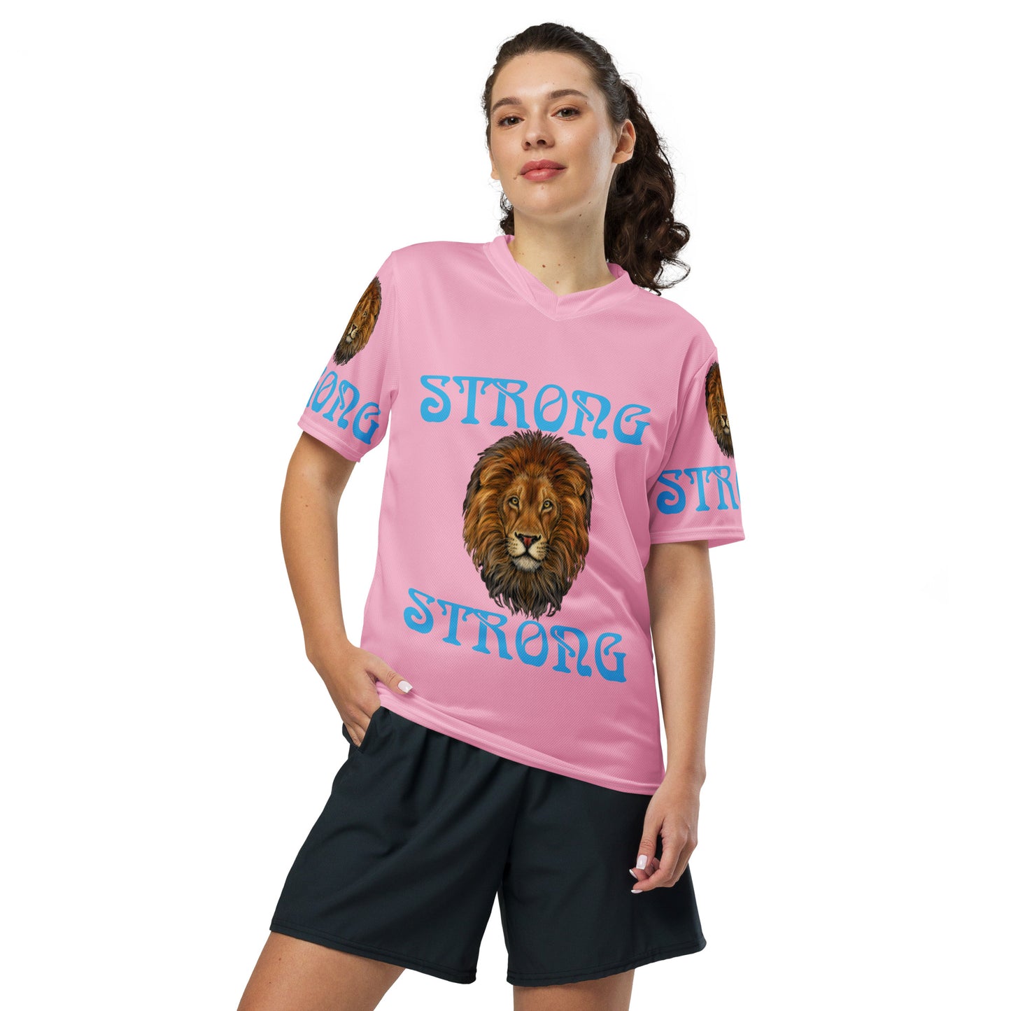 “STRONG”Cotton Candy Unisex Sports Jersey W/SkyBlue Font