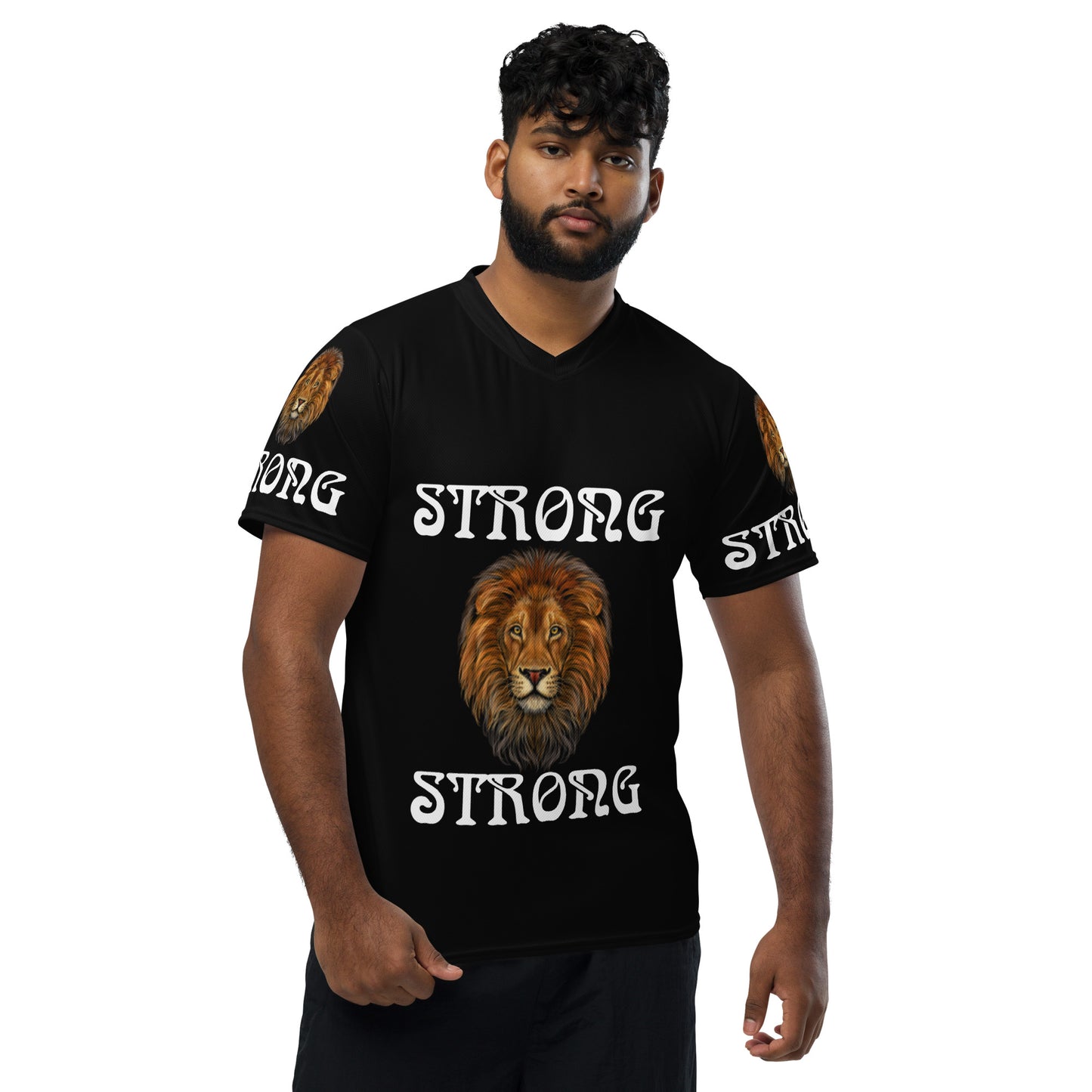 “STRONG”Black Unisex Sports Jersey W/White Font