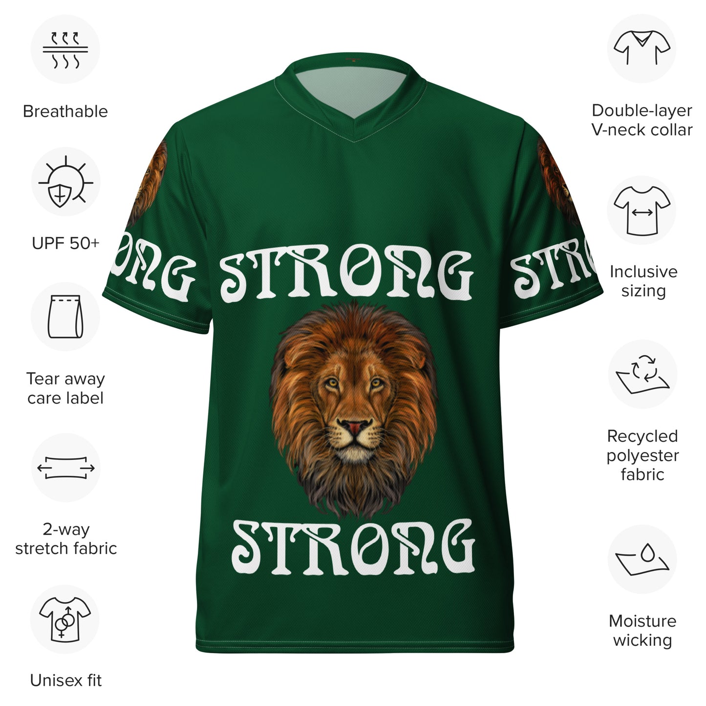“STRONG”Green Unisex Sports Jersey W/White Font