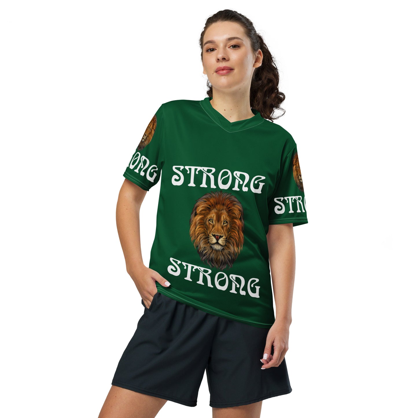 “STRONG”Green Unisex Sports Jersey W/White Font