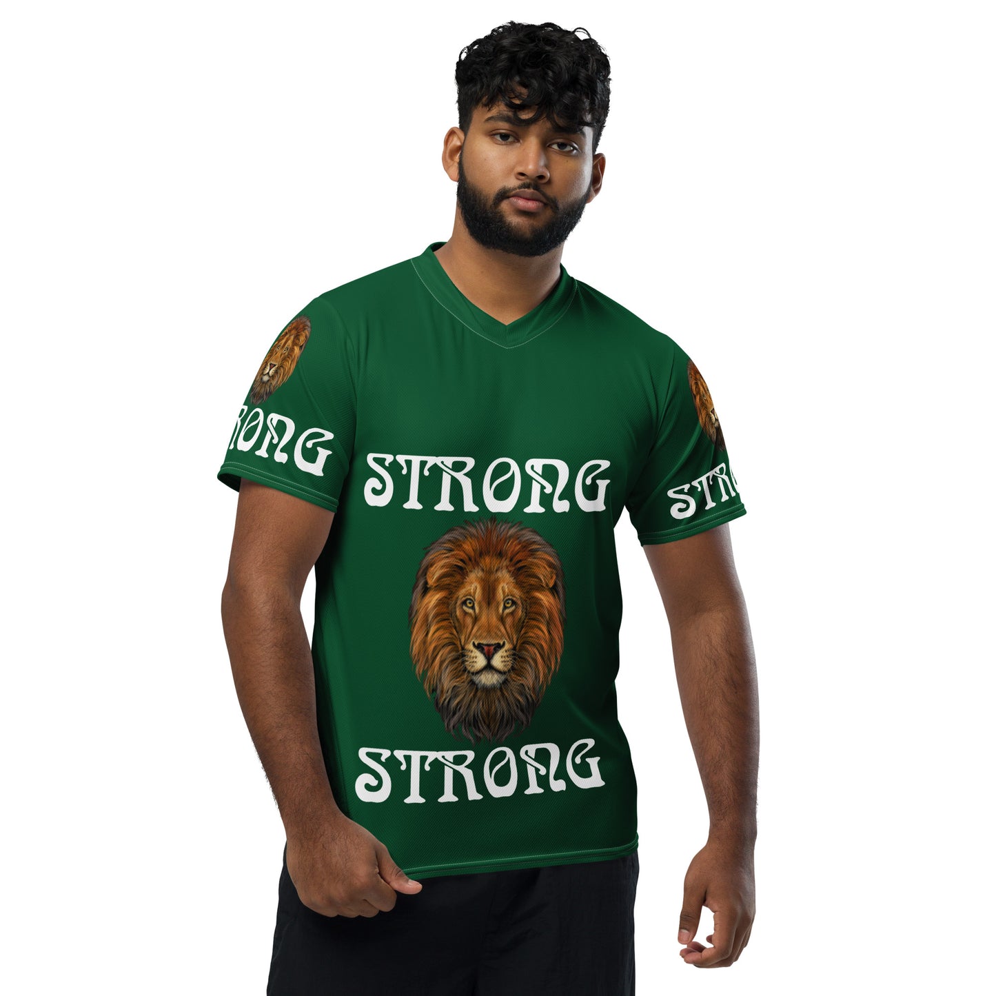 “STRONG”Green Unisex Sports Jersey W/White Font