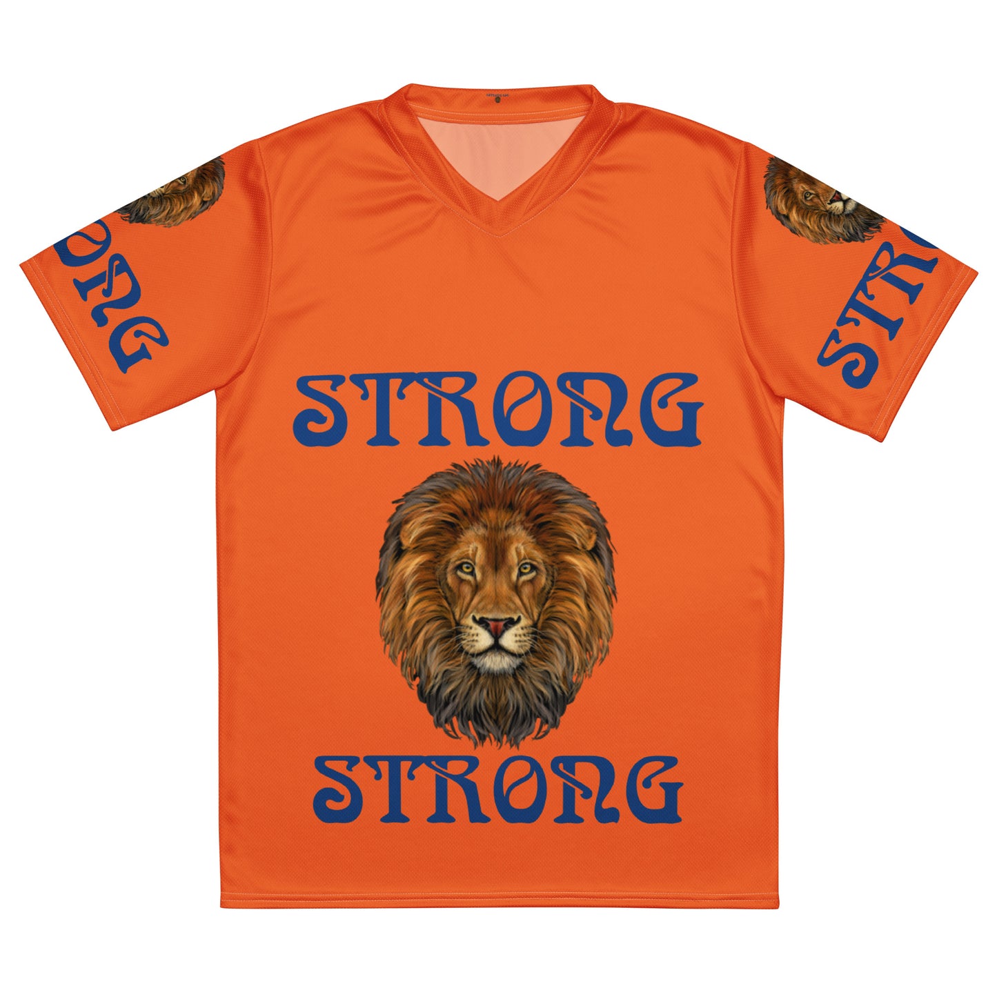 “STRONG”Orange Unisex Sports Jersey W/Blue Font