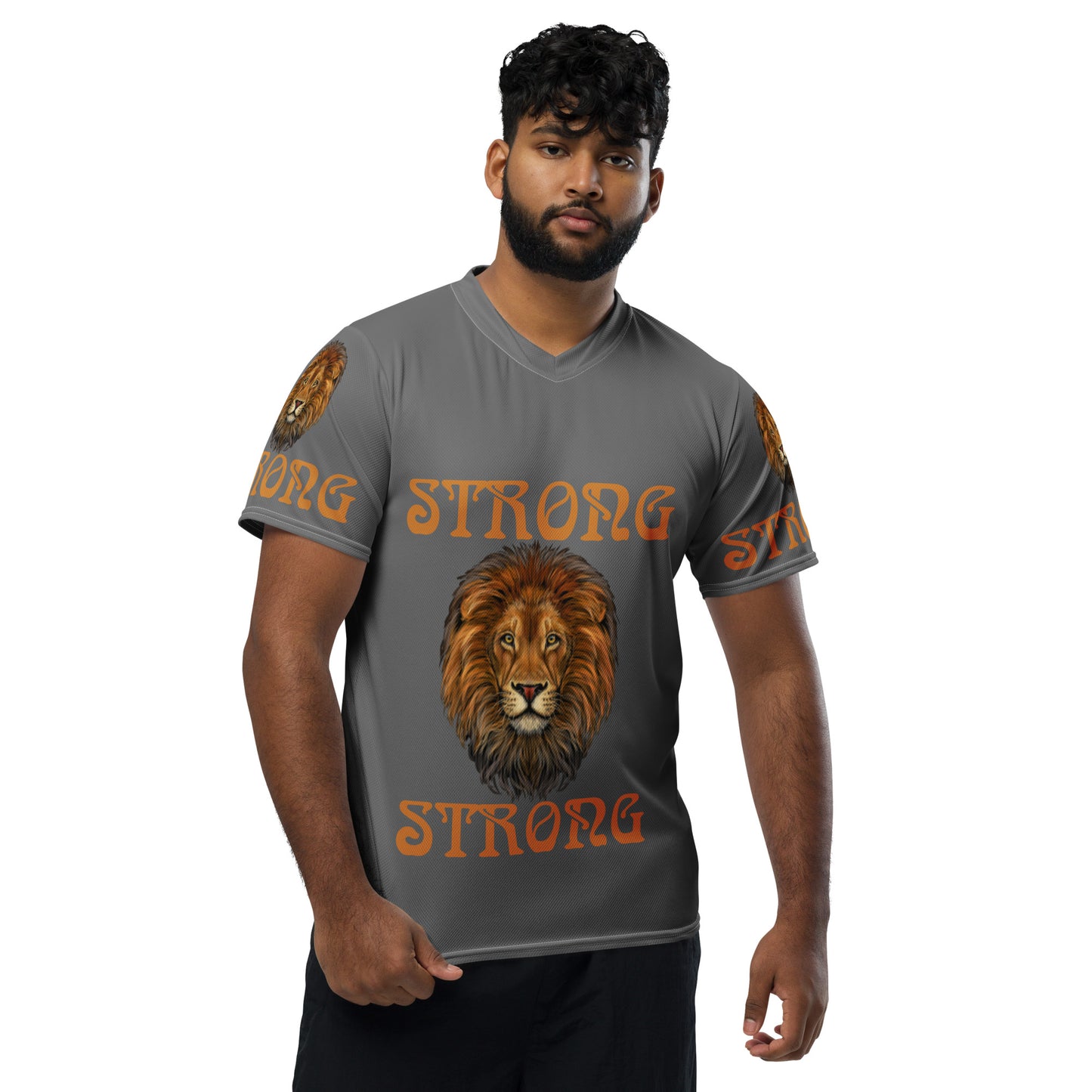 “STRONG”Grey Unisex Sports Jersey W/Bronze Font