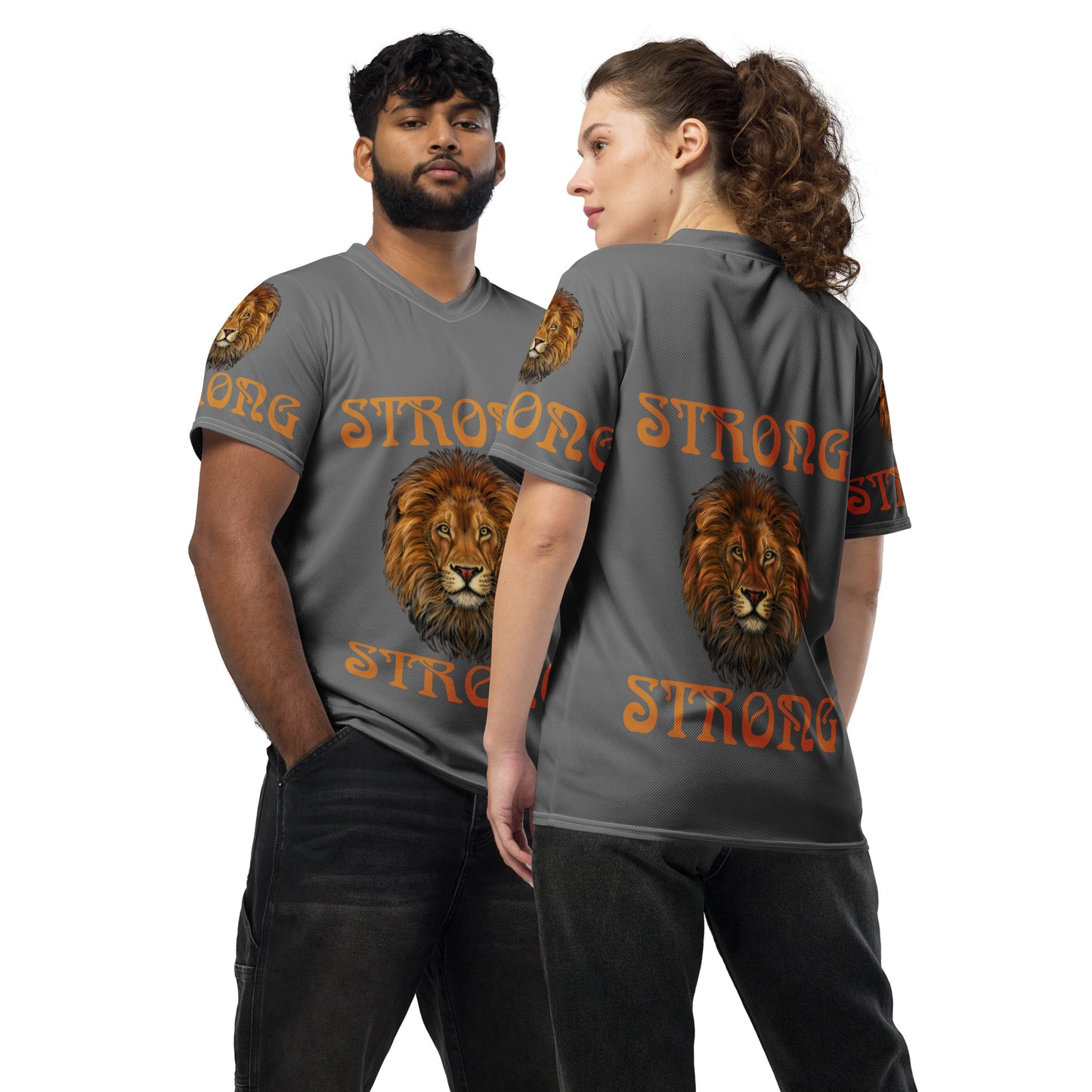 “STRONG”Grey Unisex Sports Jersey W/Bronze Font
