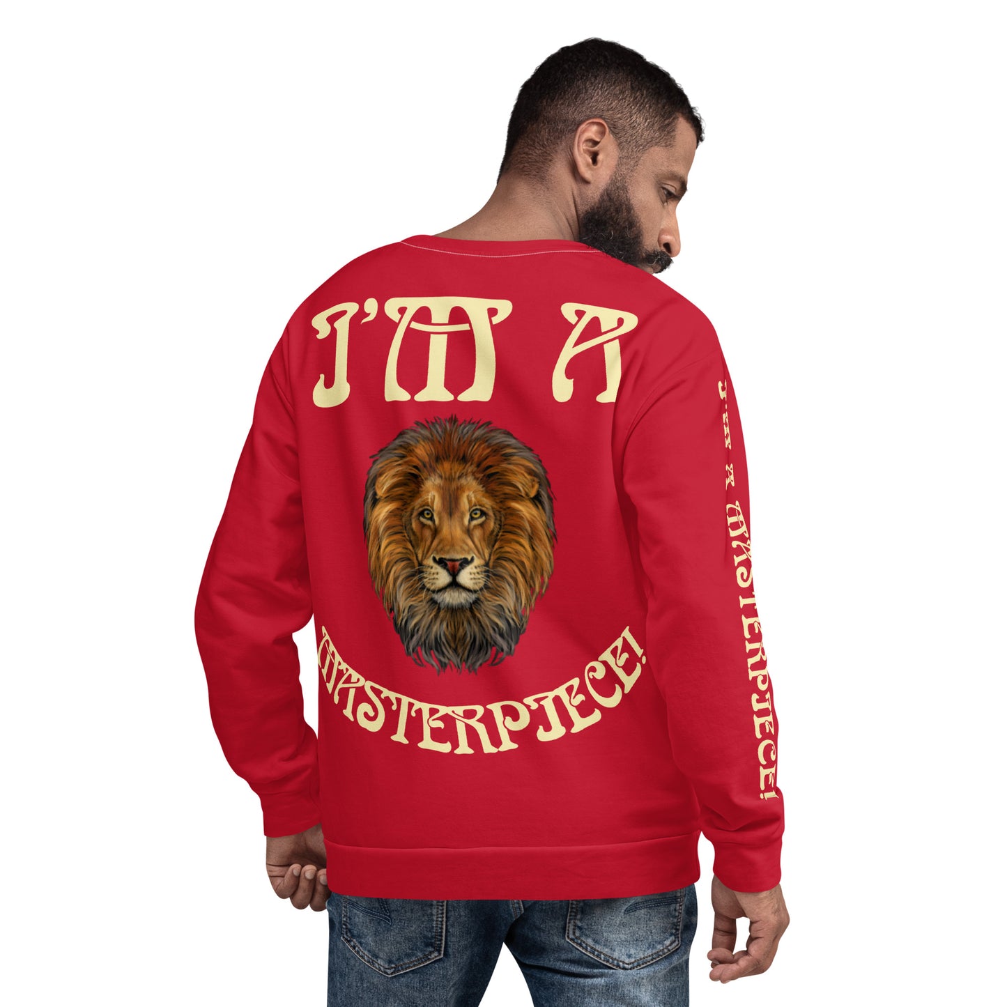 I’M A MASTERPIECE!”RedUnisex Sweatshirt W/Fawn Font