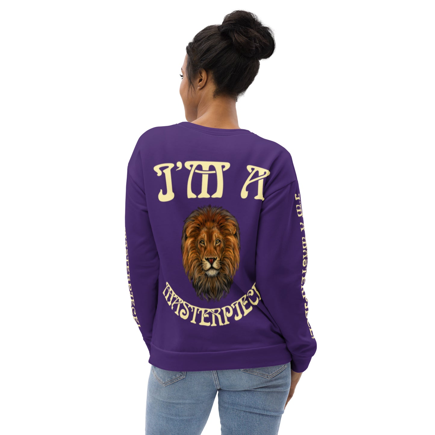 “I’M A MASTERPIECE!”Purple Unisex Sweatshirt W/Fawn Font