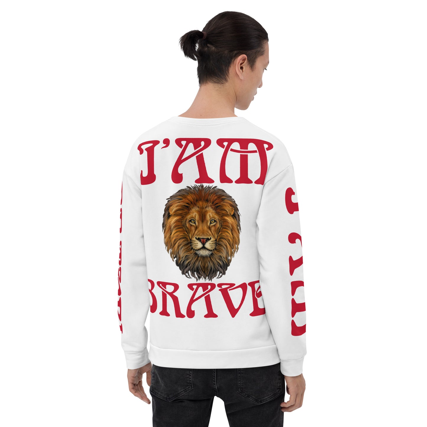 “I’AM BRAVE!”White Unisex Sweatshirt W/Red Font