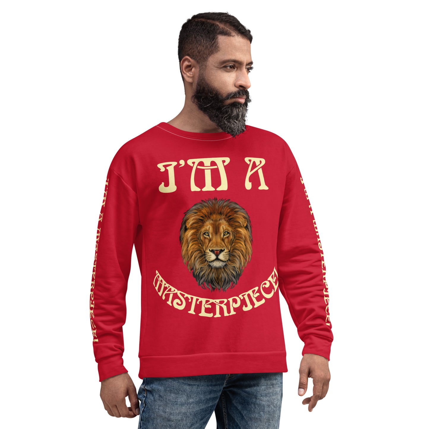 I’M A MASTERPIECE!”RedUnisex Sweatshirt W/Fawn Font