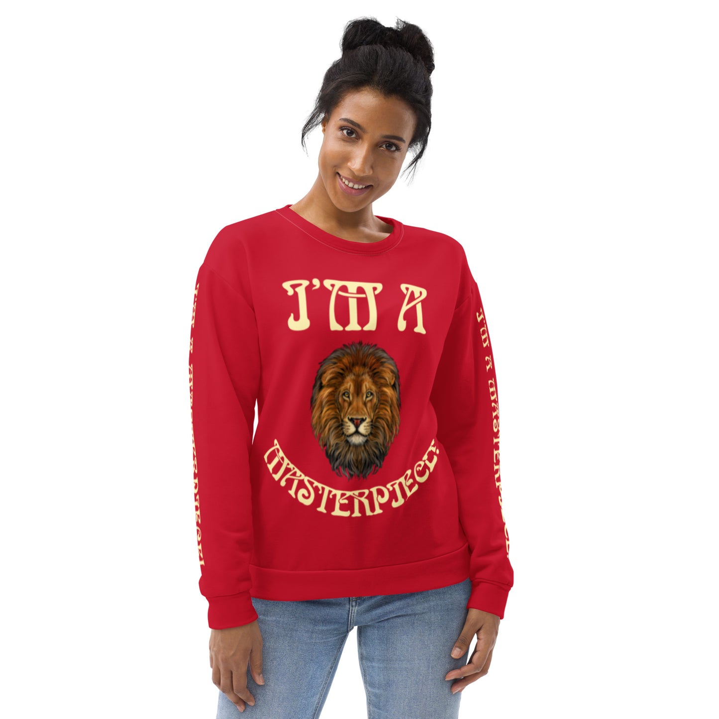 I’M A MASTERPIECE!”RedUnisex Sweatshirt W/Fawn Font