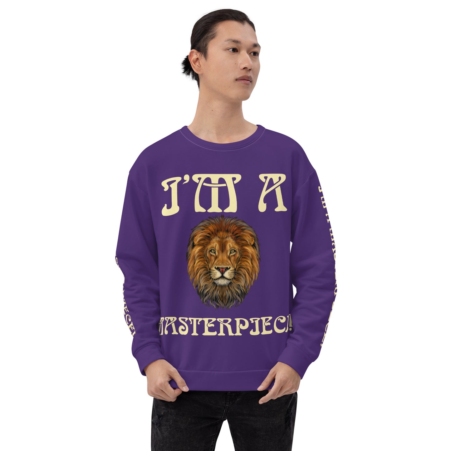 “I’M A MASTERPIECE!”Purple Unisex Sweatshirt W/Fawn Font