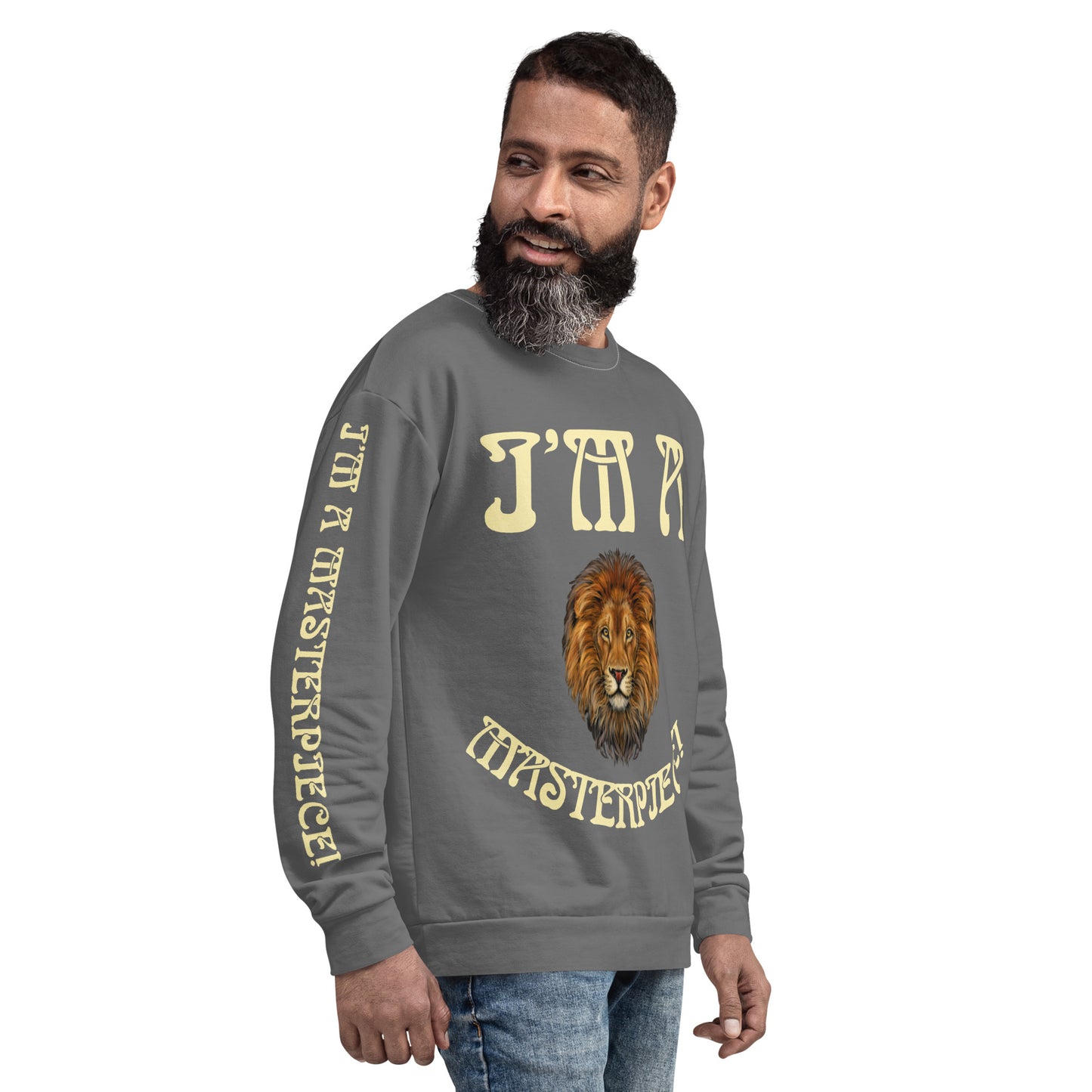 I’M A MASTERPIECE!"Grey Unisex Sweatshirt W/Banana Font