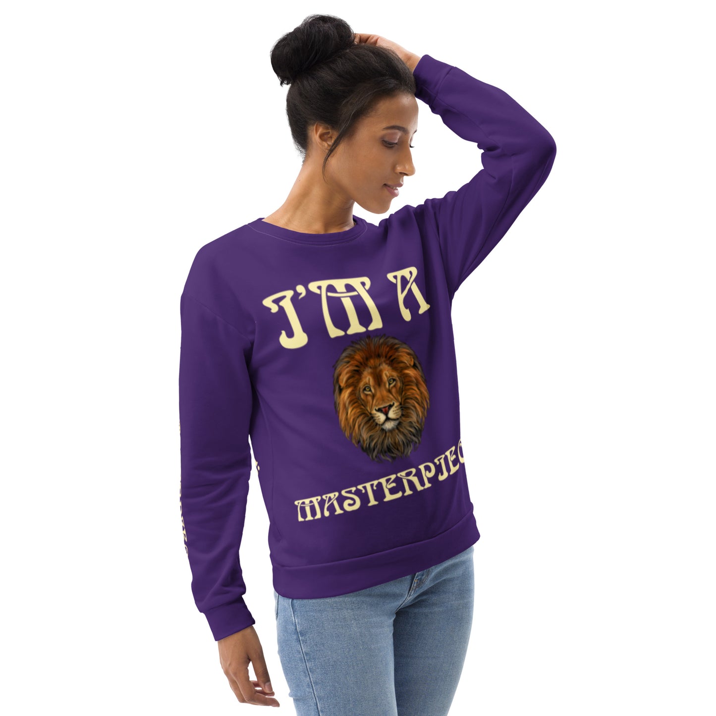 “I’M A MASTERPIECE!”Purple Unisex Sweatshirt W/Fawn Font