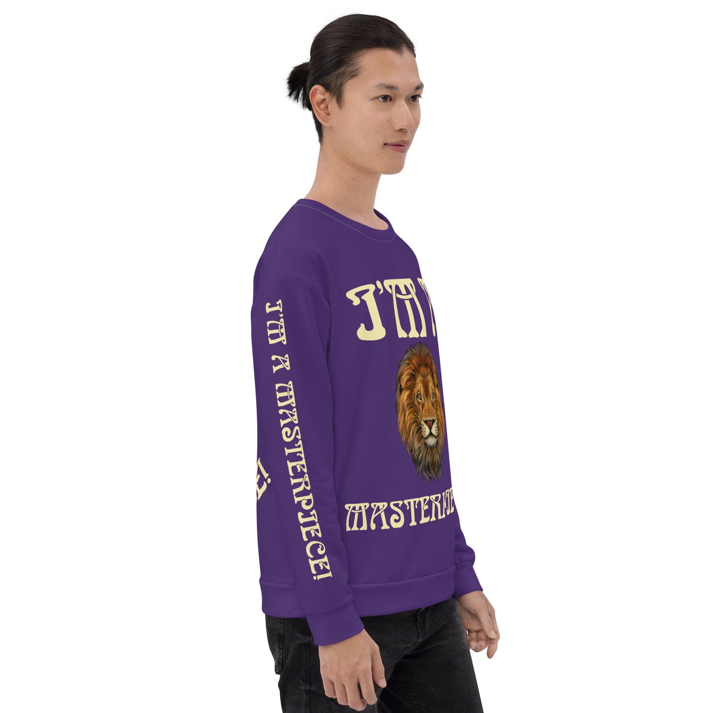 “I’M A MASTERPIECE!”Purple Unisex Sweatshirt W/Fawn Font