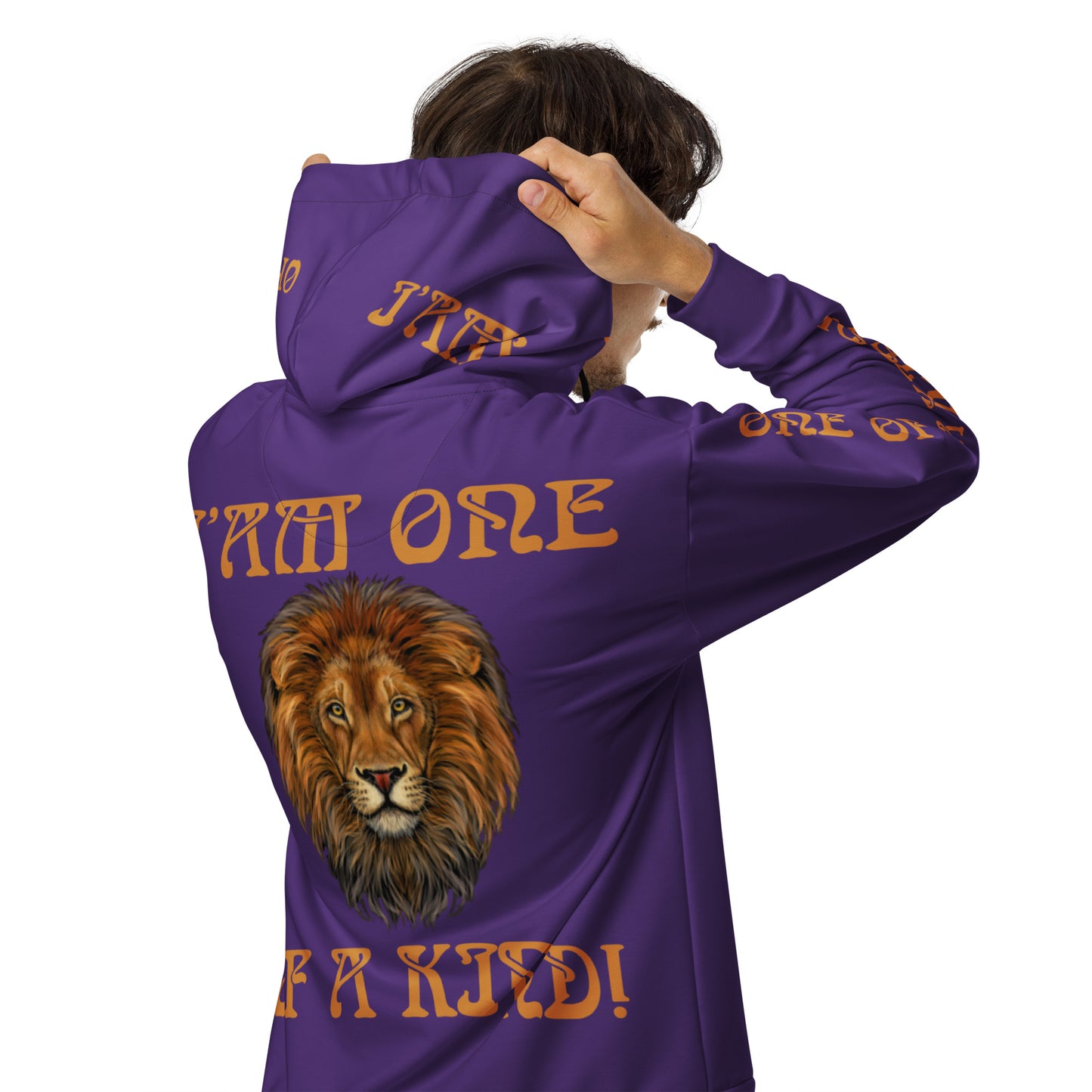 “I’AM ONE OF A KIND!"Unisex Purple Zip Hoodie W/Bronze Font