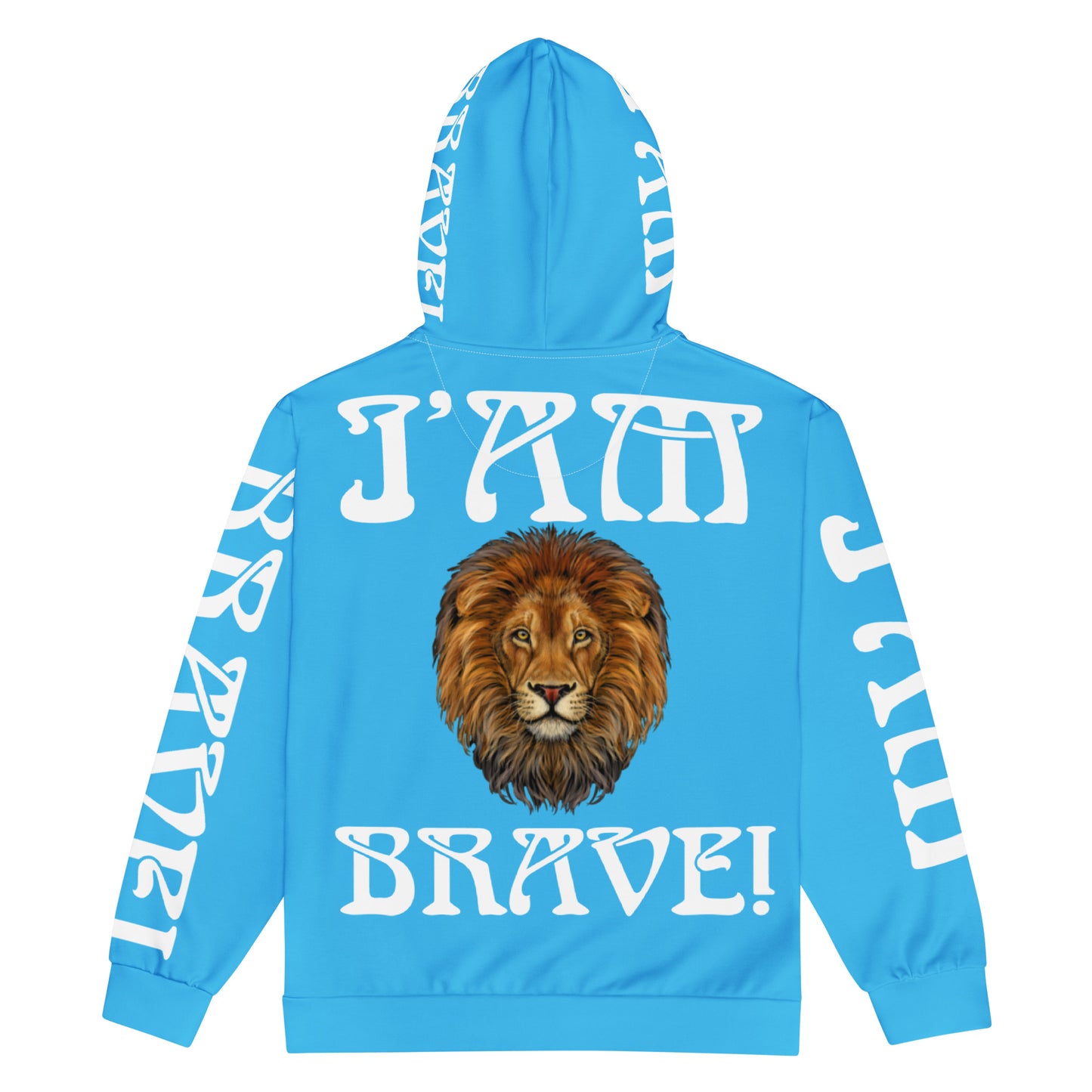 “I’AM BRAVE!”SkyBlue Unisex Zip Hoodie W/White Font
