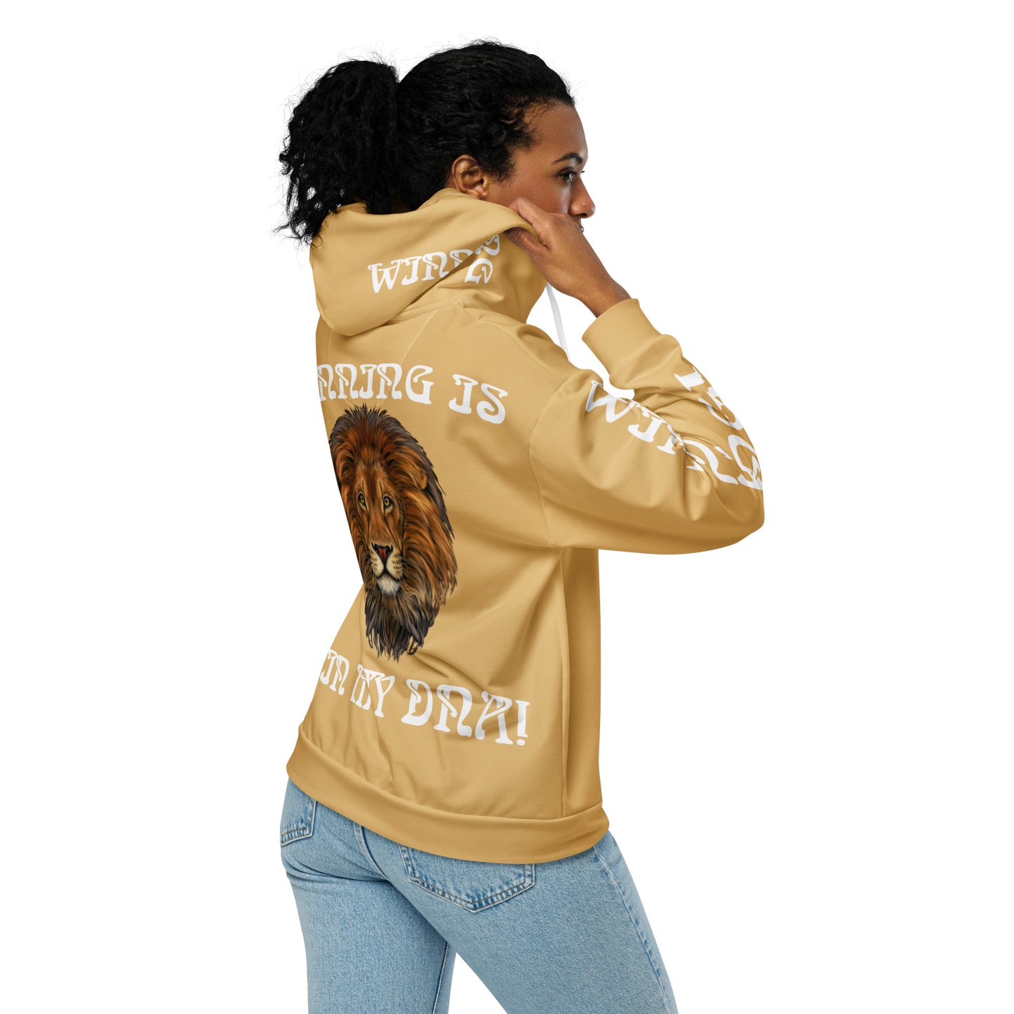“WINNING IS IN MY DNA!”Fawn Unisex Zip Hoodie W/White Font