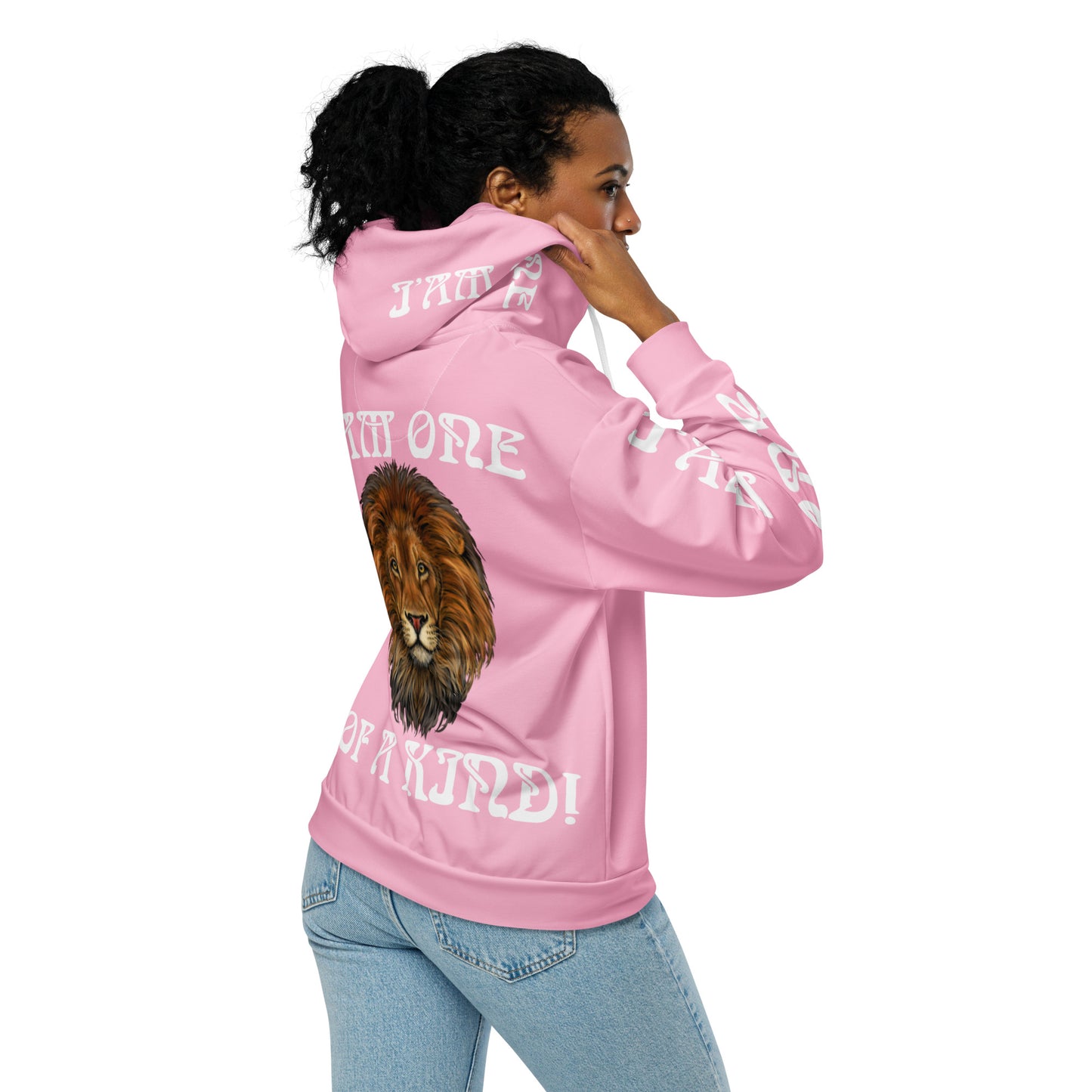 “I’AM ONE OF A KIND!”Cotton Candy Unisex Zip Hoodie W/White Font