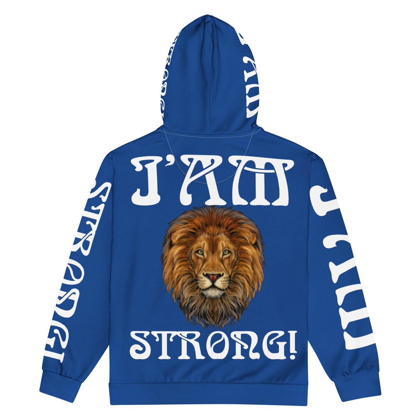 “I’AM STRONG” Blue Unisex Zip Hoodie W/White Font