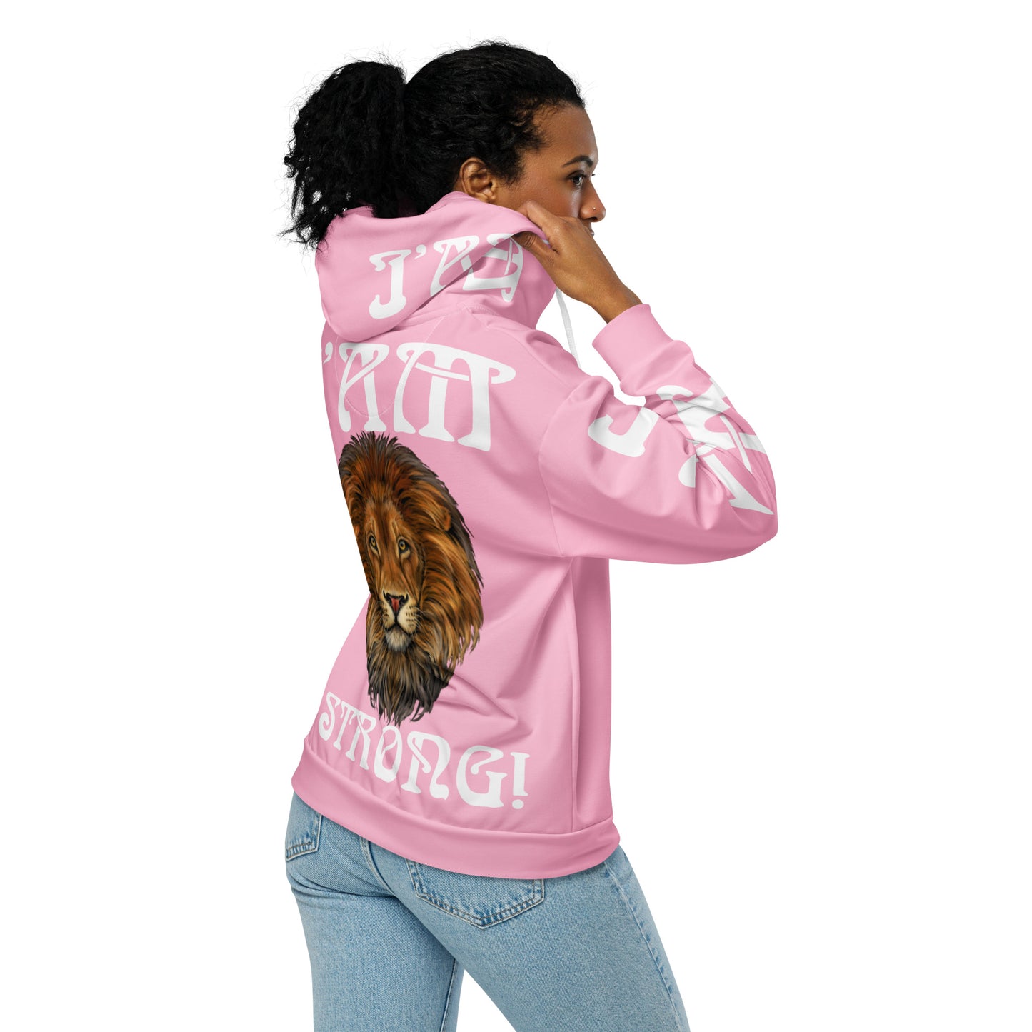 “I’AM STRONG!”Cotton Candy Unisex Zip Hoodie W/White Font