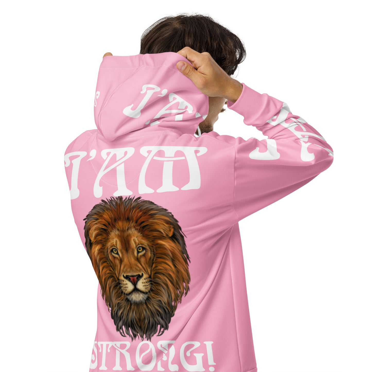 “I’AM STRONG!”Cotton Candy Unisex Zip Hoodie W/White Font