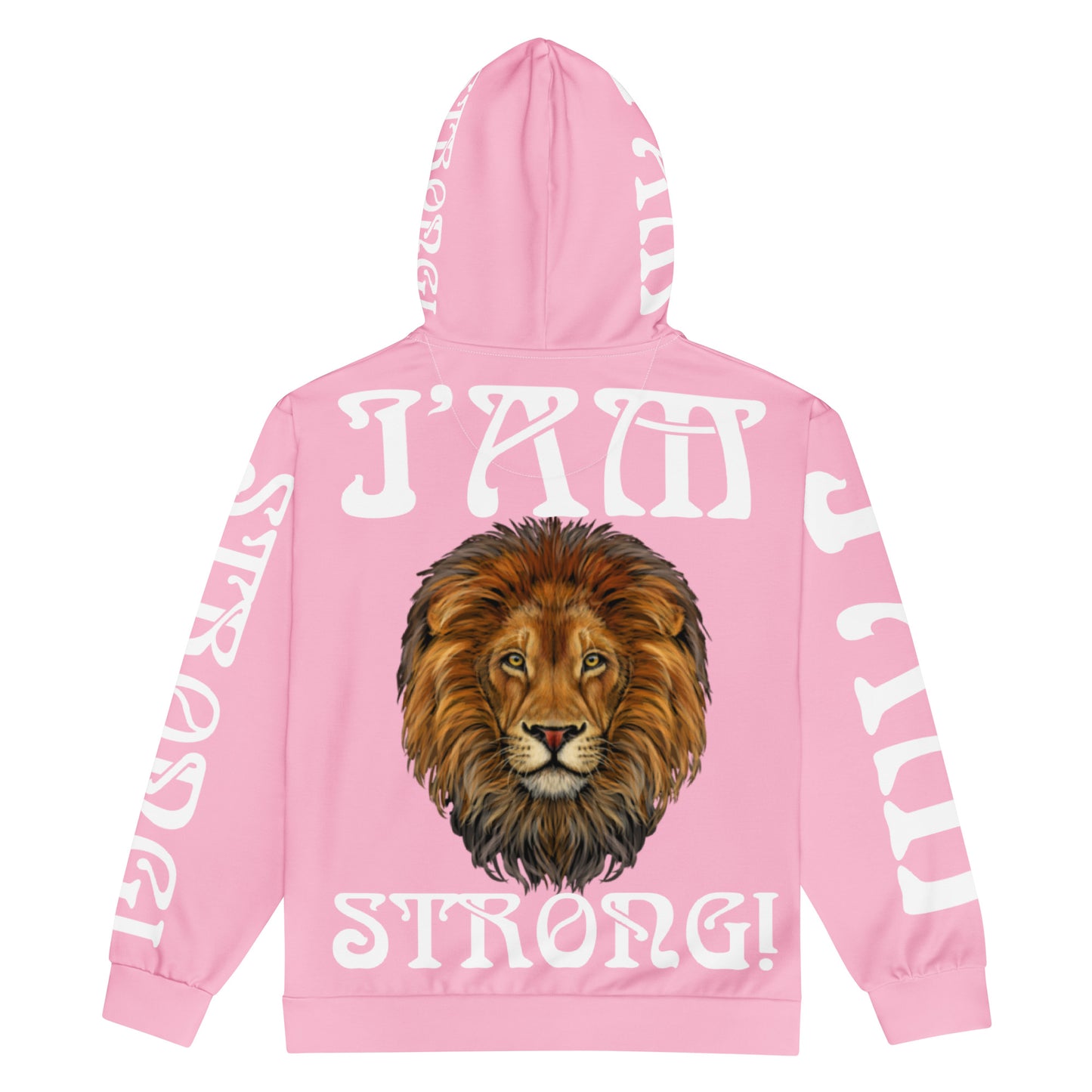 “I’AM STRONG!”Cotton Candy Unisex Zip Hoodie W/White Font
