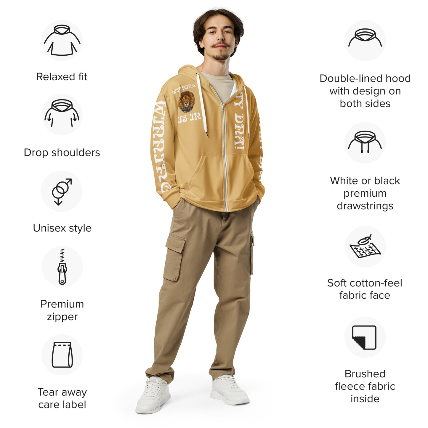 “WINNING IS IN MY DNA!”Fawn Unisex Zip Hoodie W/White Font