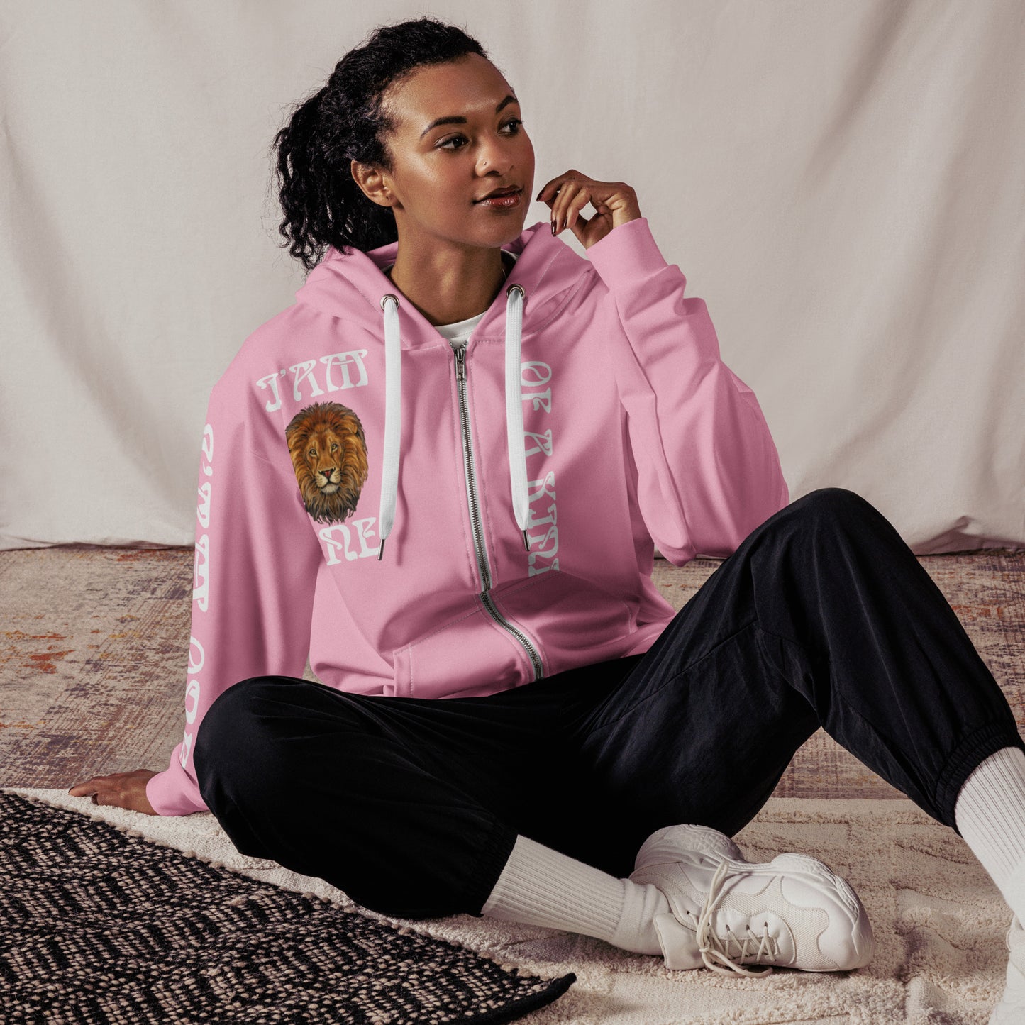 “I’AM ONE OF A KIND!”Cotton Candy Unisex Zip Hoodie W/White Font