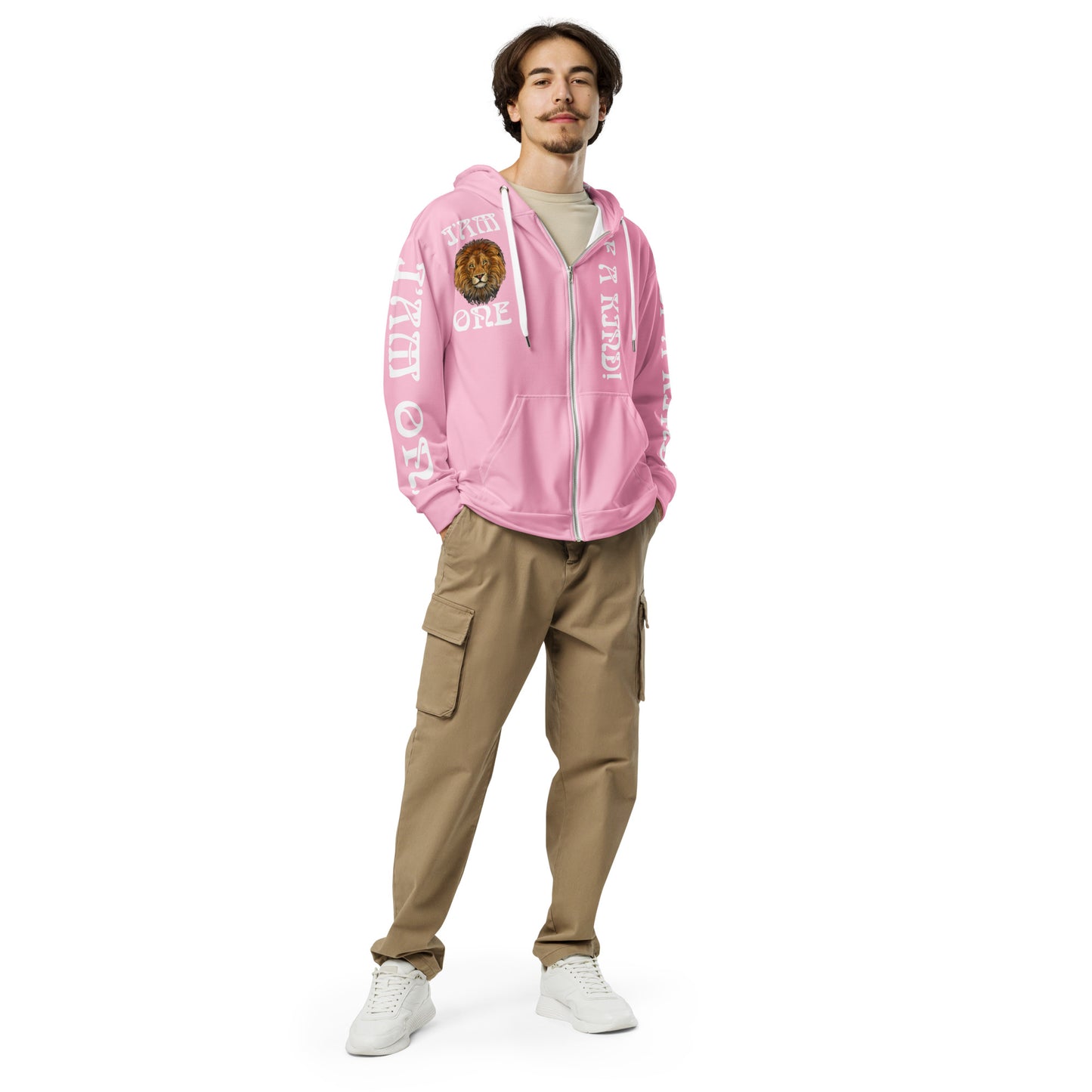 “I’AM ONE OF A KIND!”Cotton Candy Unisex Zip Hoodie W/White Font