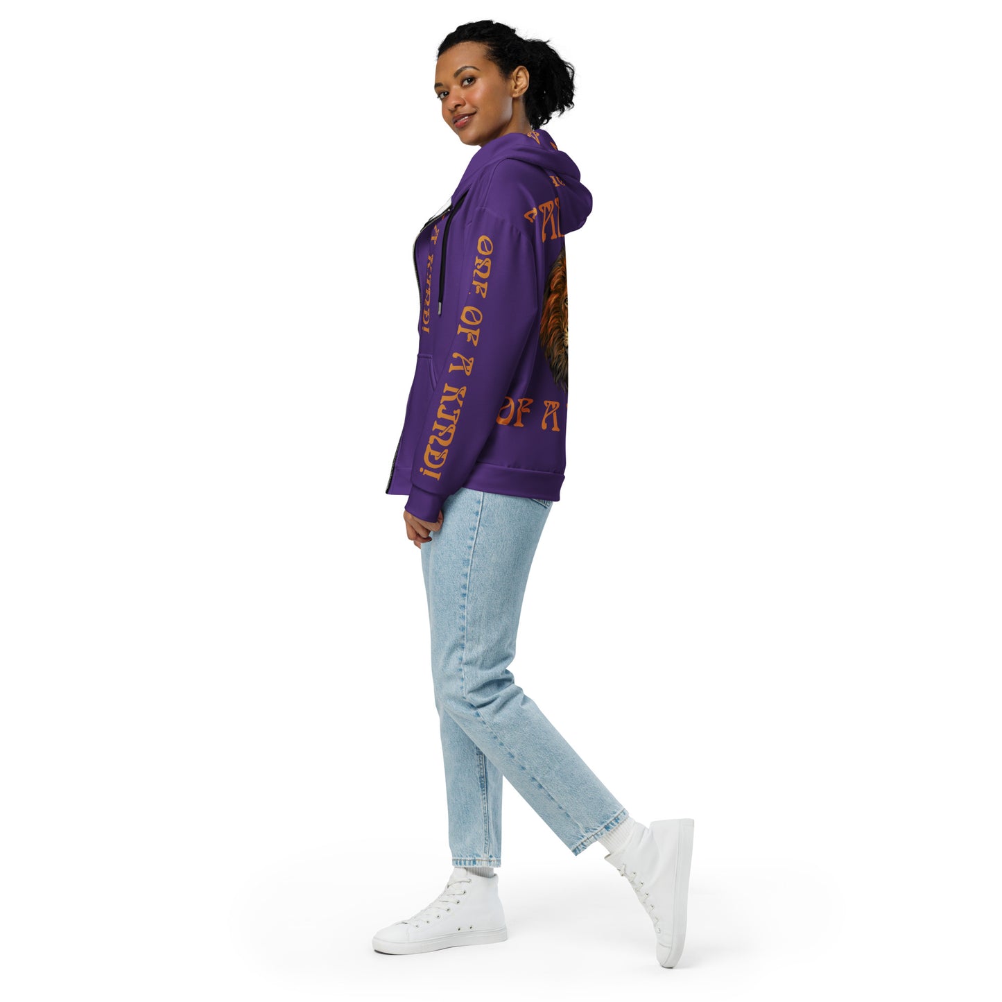 “I’AM ONE OF A KIND!"Unisex Purple Zip Hoodie W/Bronze Font