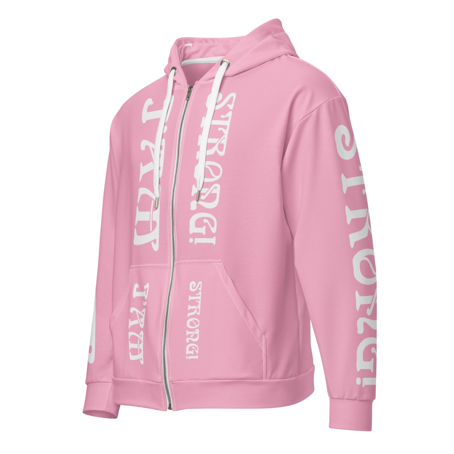 “I’AM STRONG!”Cotton Candy Unisex Zip Hoodie W/White Font