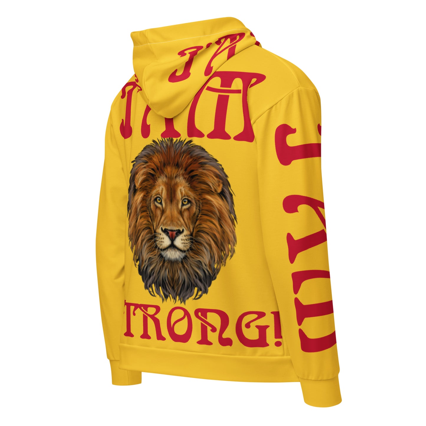 “I’AM STRONG!”Yellow Unisex Zip Hoodie W/Red Font