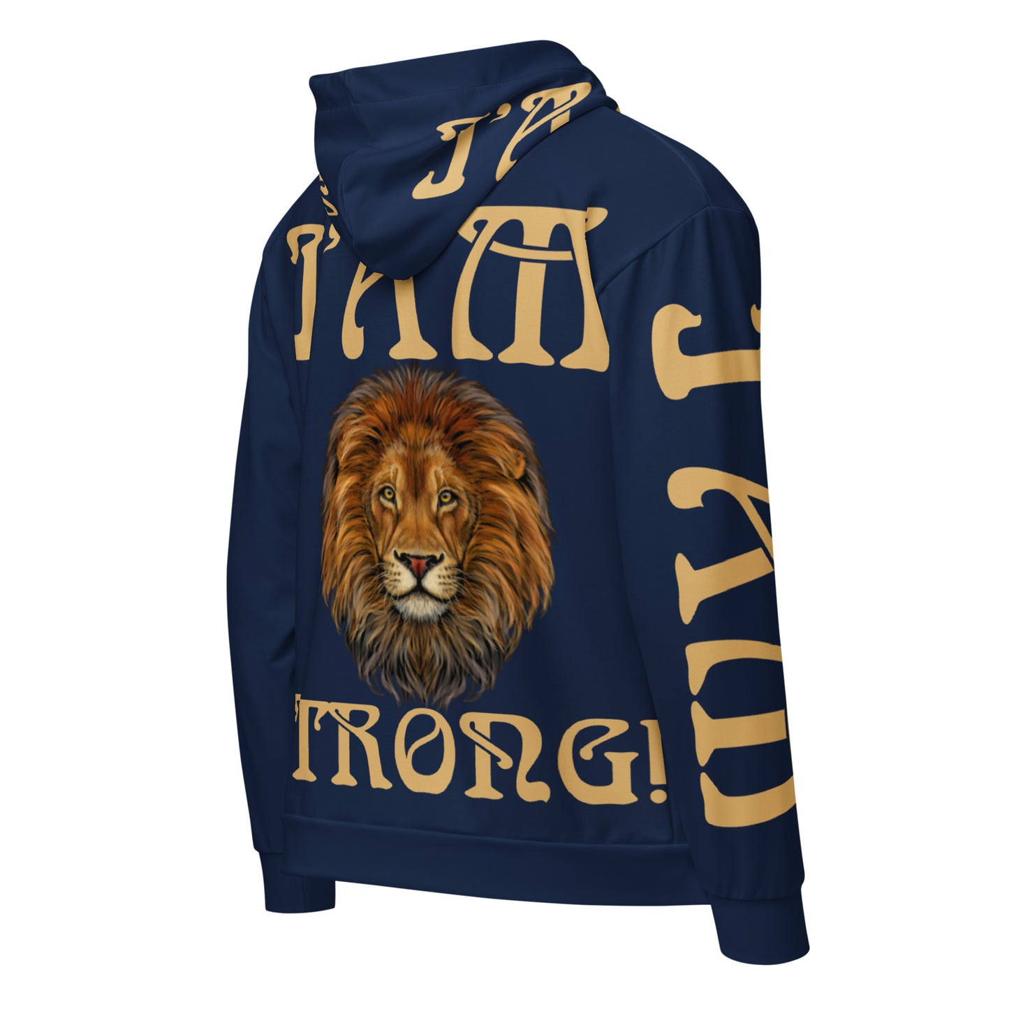 “I’AM STRONG!”Navy Unisex Zip Hoodie W/Fawn Font